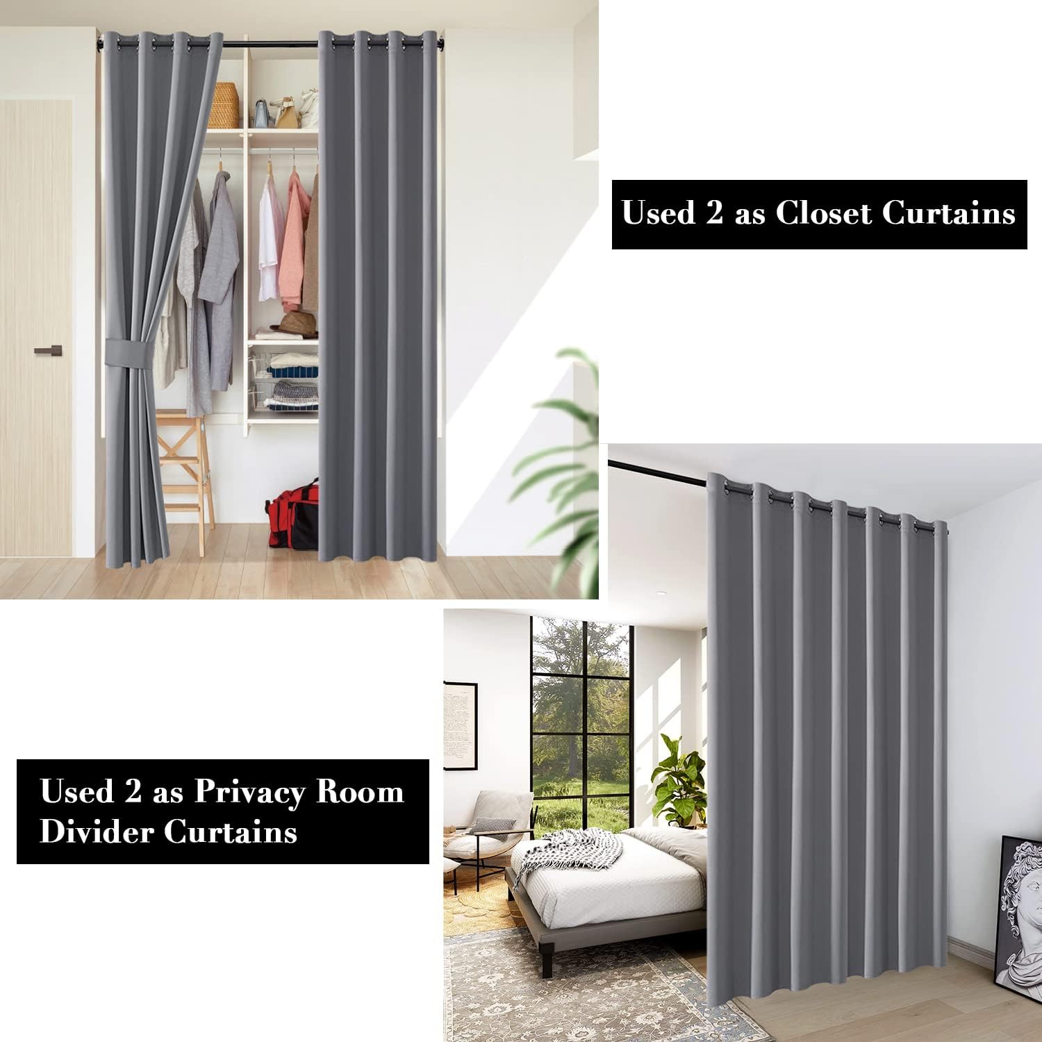 SHINELAND Closet Curtain for Dorm 80 Inches Long