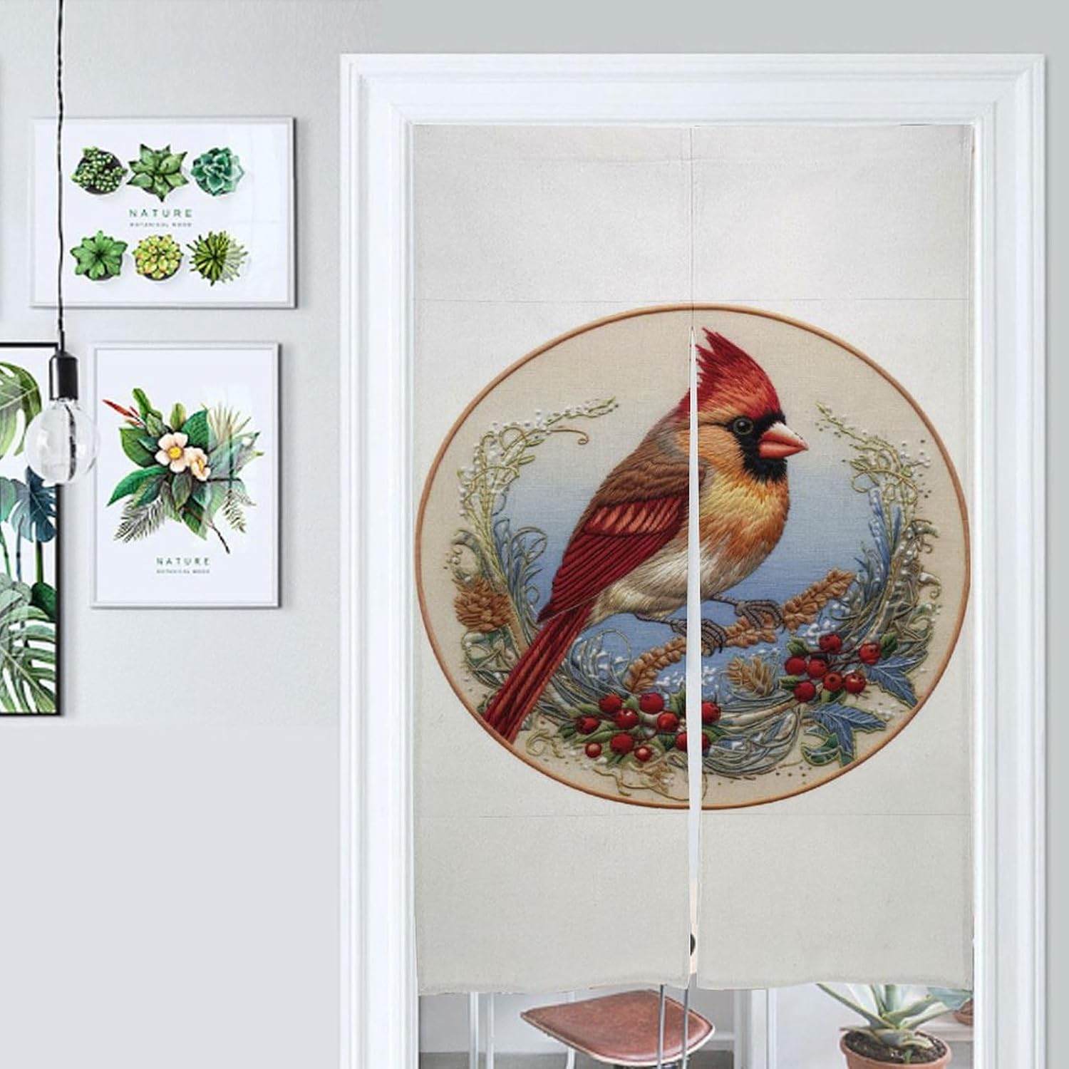 Japanese Noren Bird Embroidery Door Curtain 34x57