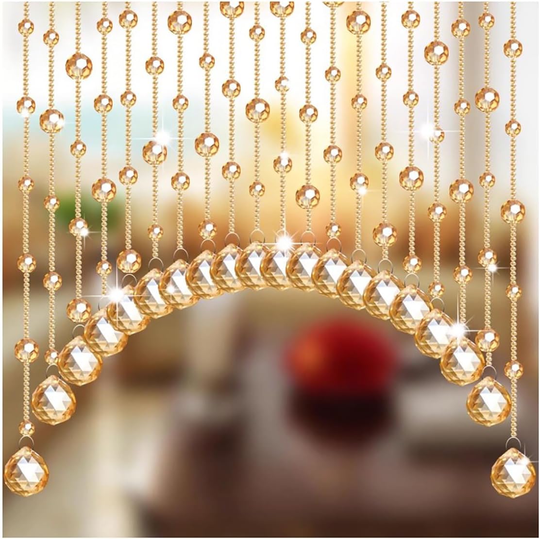 Crystal Beaded Curtain for Doorway 20 String Room Divider Panel