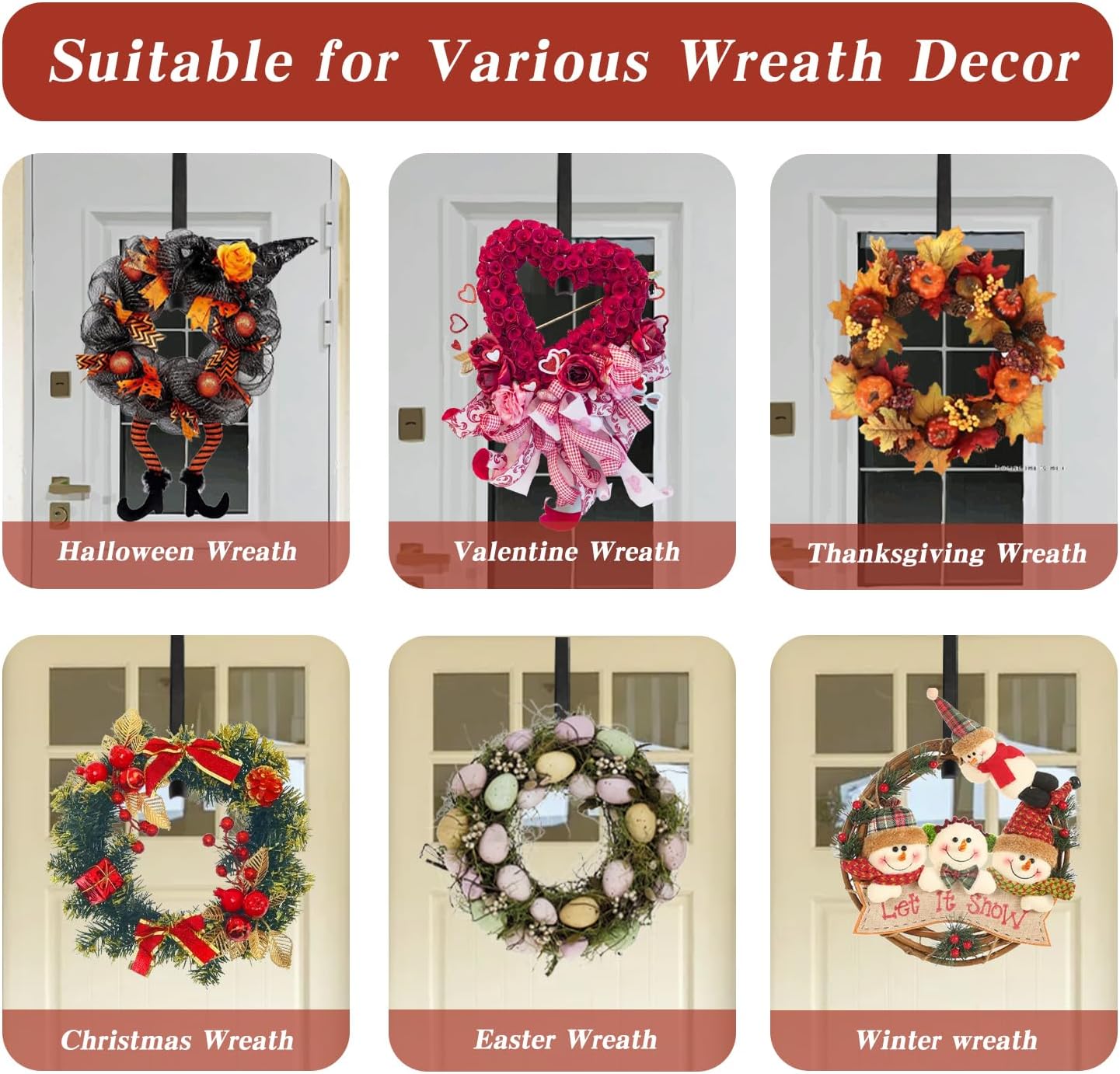 Adjustable Wreath Door Hanger Black Metal 15-25 Inch