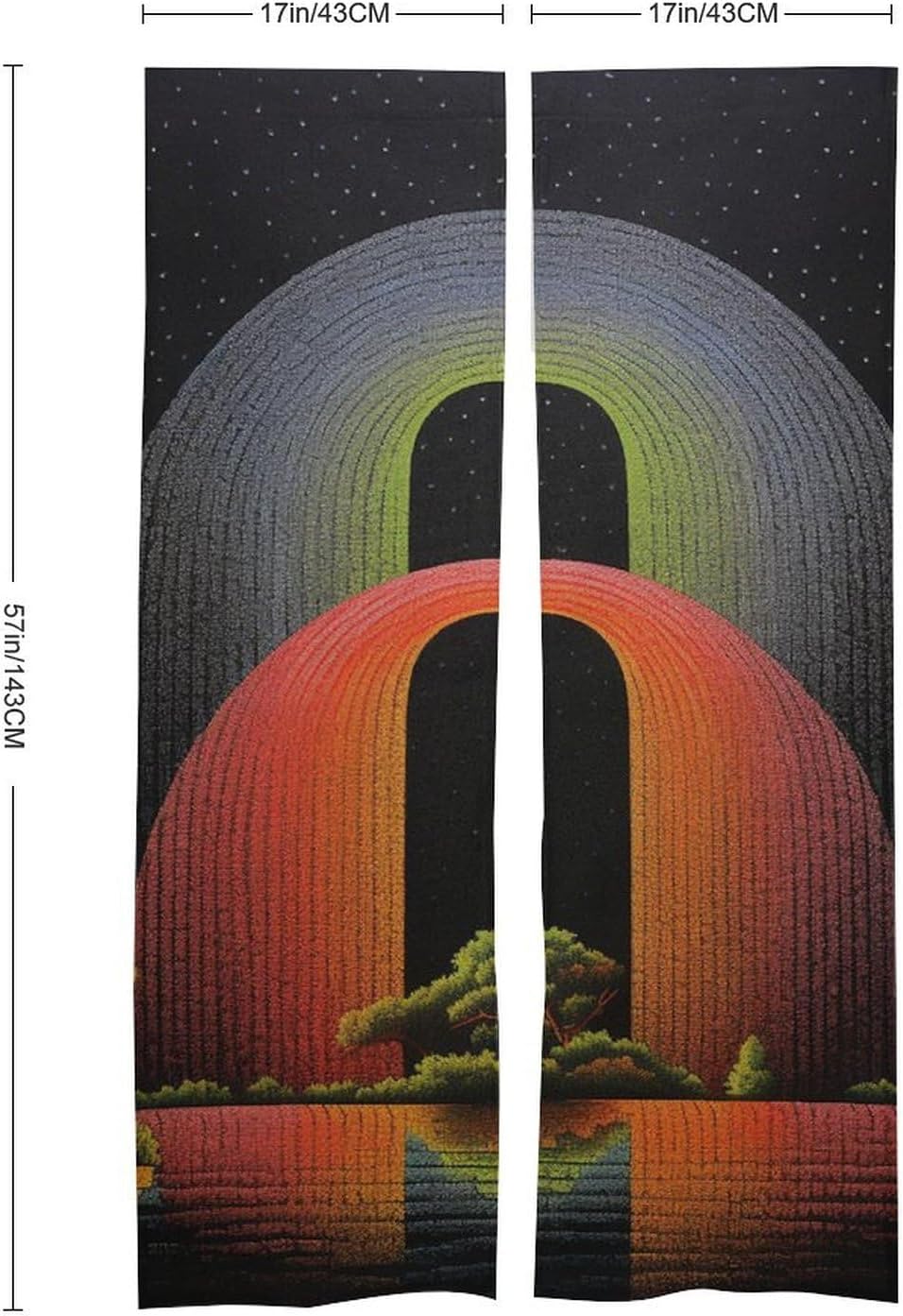 Japanese Noren Door Curtain with Two Rainbows