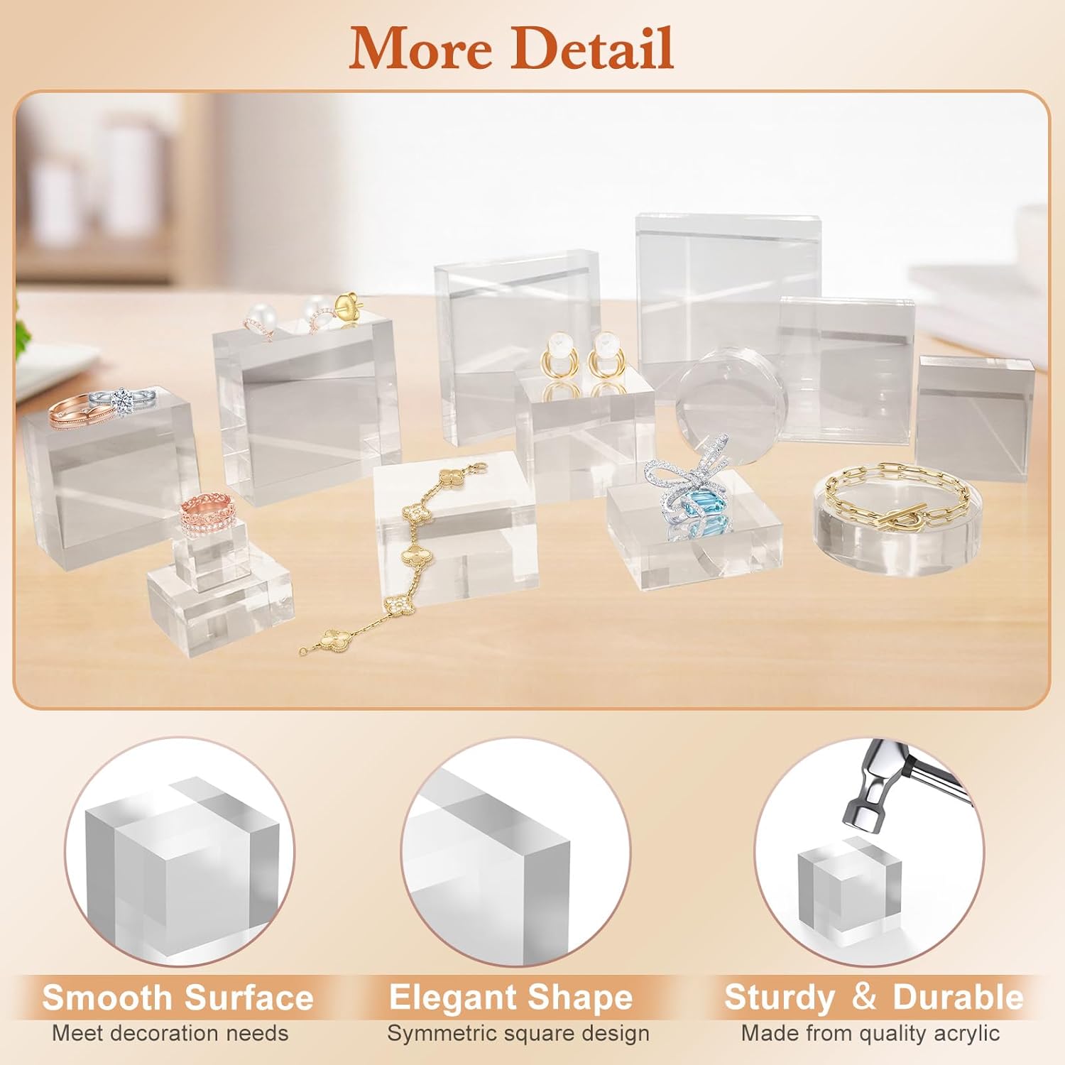 16 Piece Acrylic Display Base Set for Trophy and Jewelry Displays