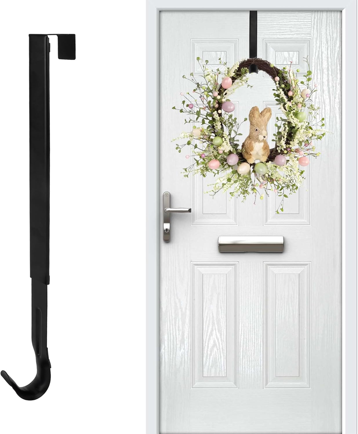 Adjustable Wreath Door Hanger Black Metal 15-25 Inch