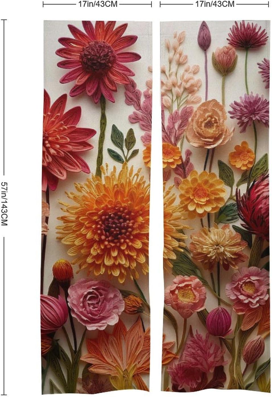 Japanese Noren Botanical Door Curtain 34x57 Partition Decor