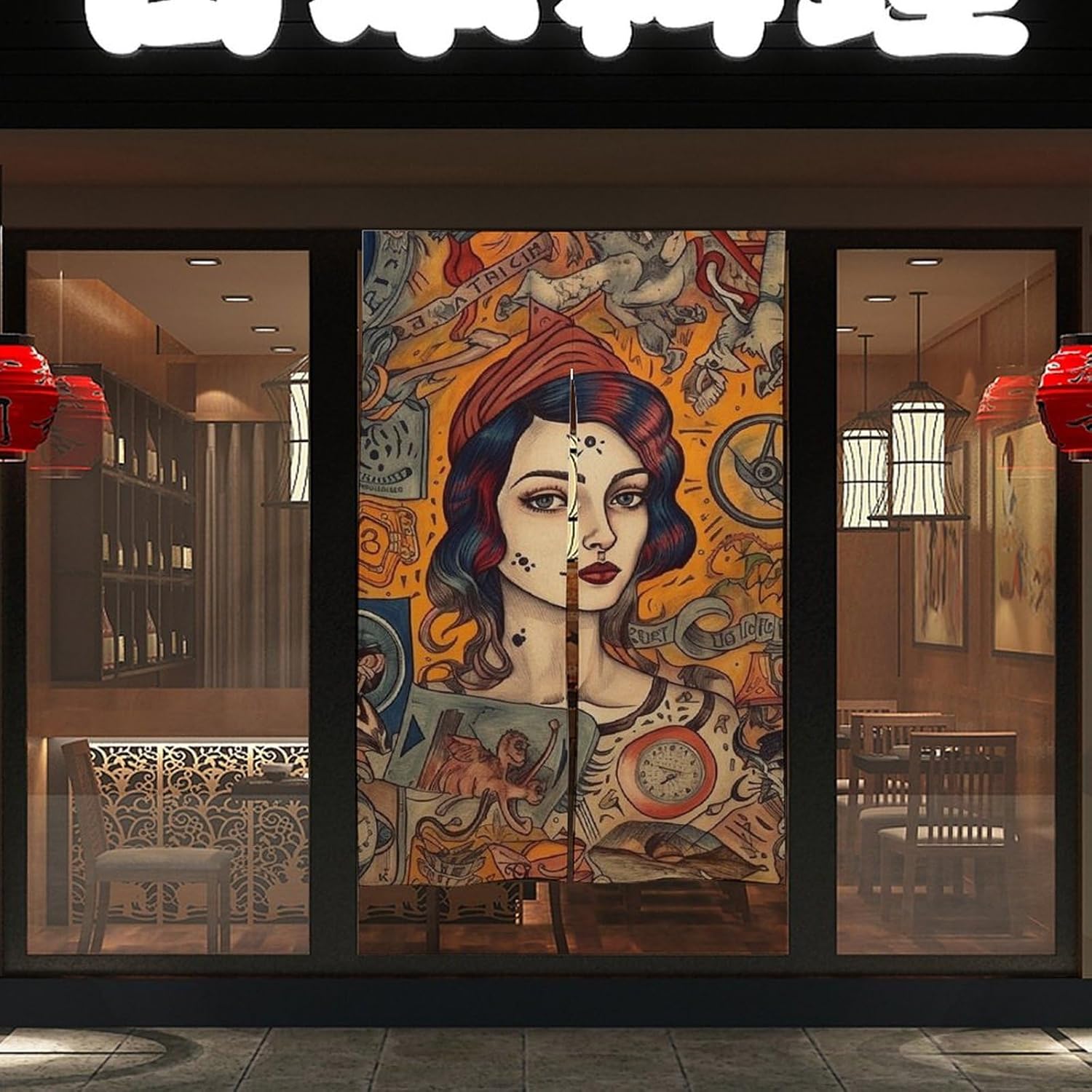 Japanese Noren Style Door Curtain 34x57 Inches