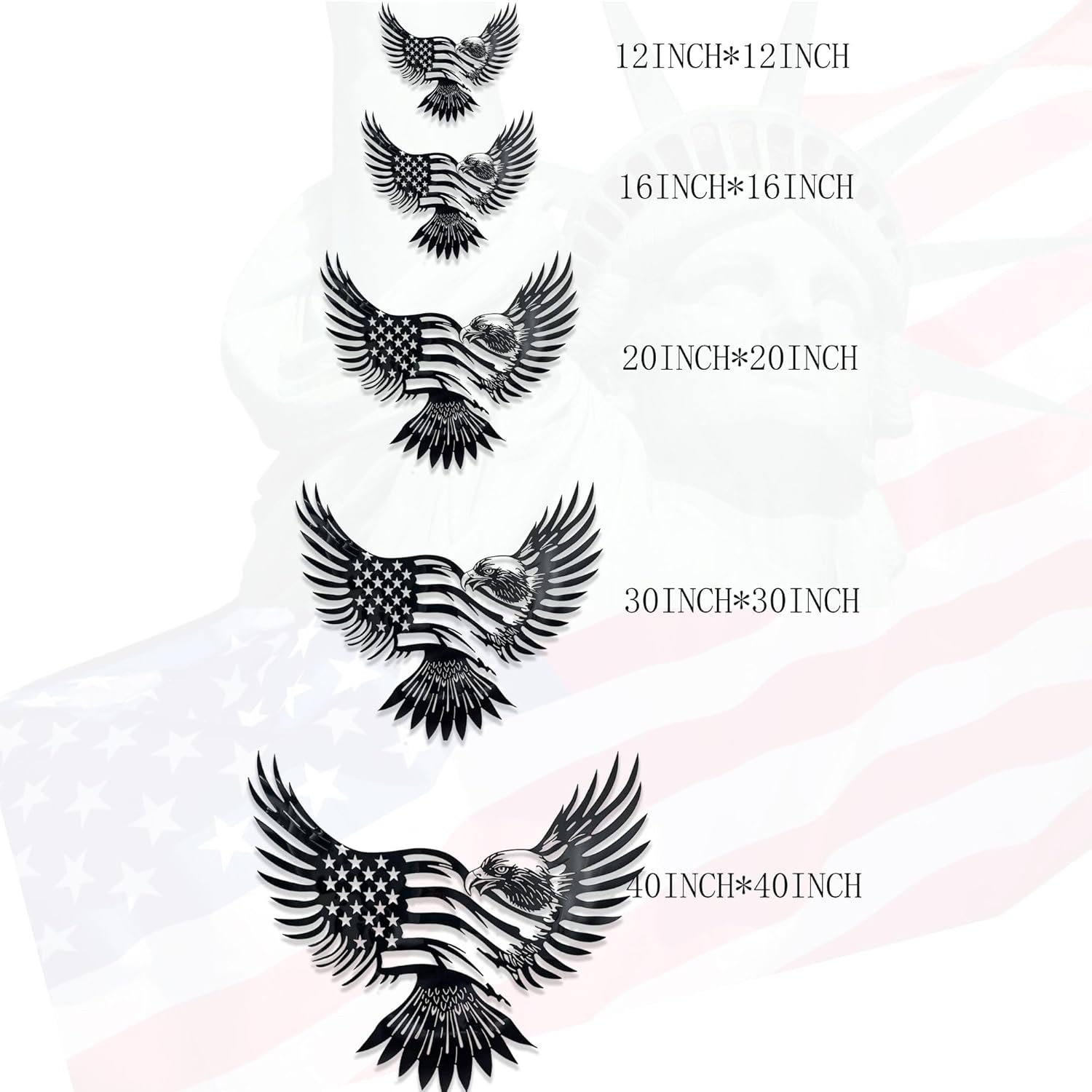 Patriotic Bald Eagle American Flag Metal Wall Art