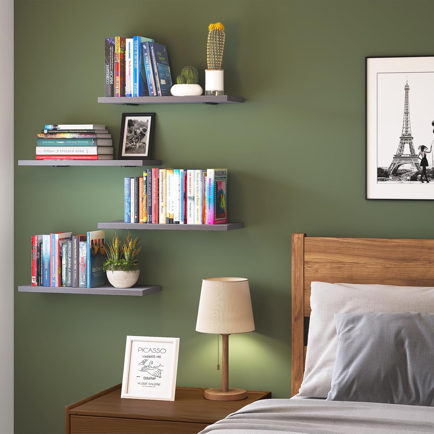 Fixwal Grey Floating Shelves Set of 4 for Wall
