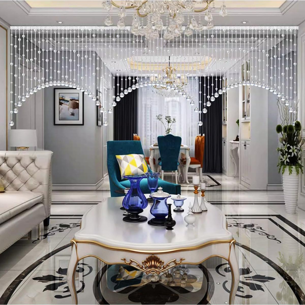 Crystal Beaded Curtain for Doorway 20 String Room Divider Blind
