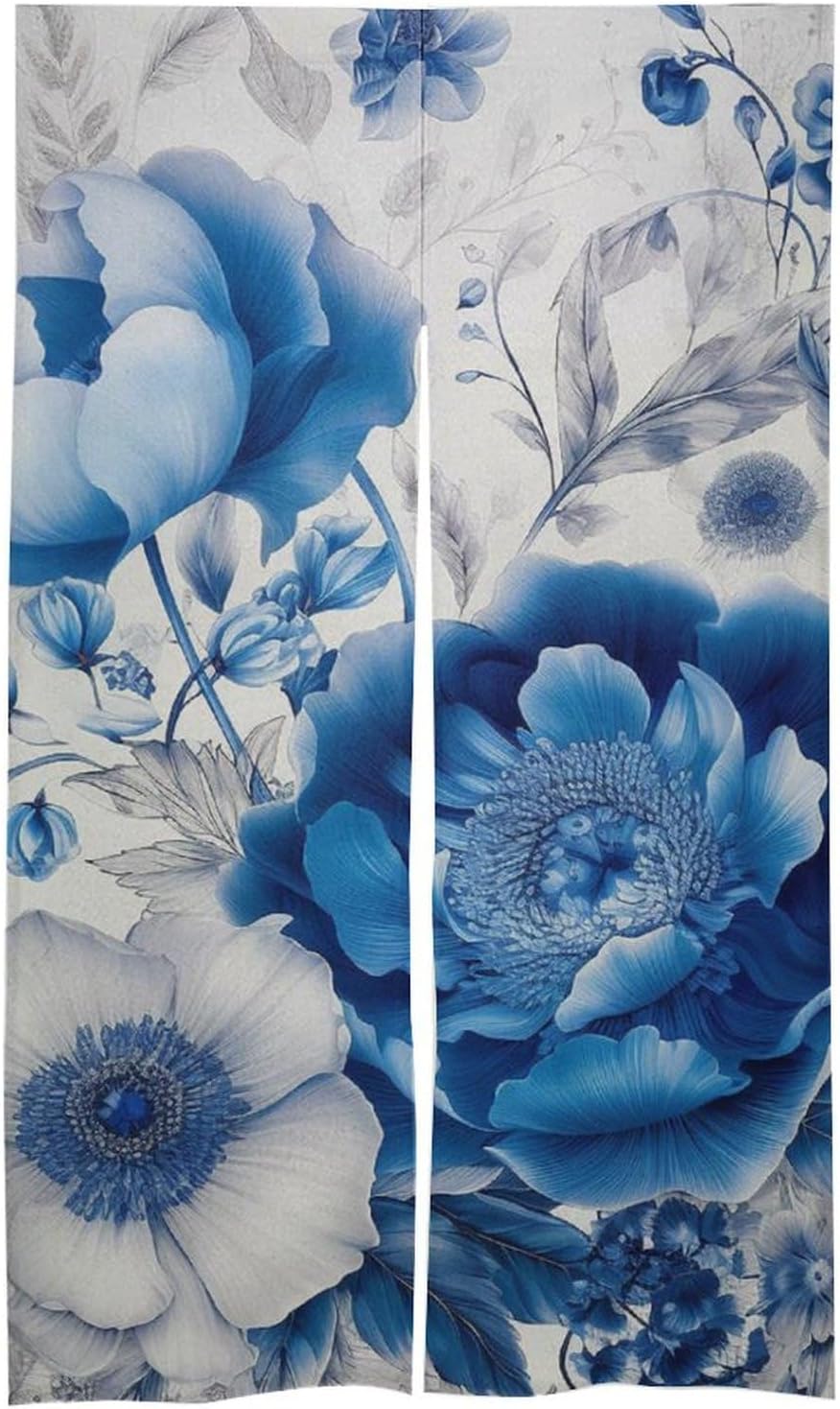 Japanese Noren Door Curtain with Flower Pattern Design 34x57 Inches