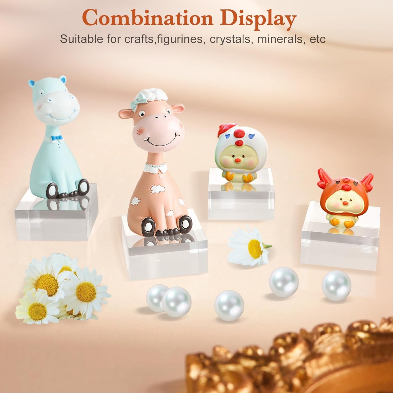 16 Piece Acrylic Display Base Set for Trophy and Jewelry Displays