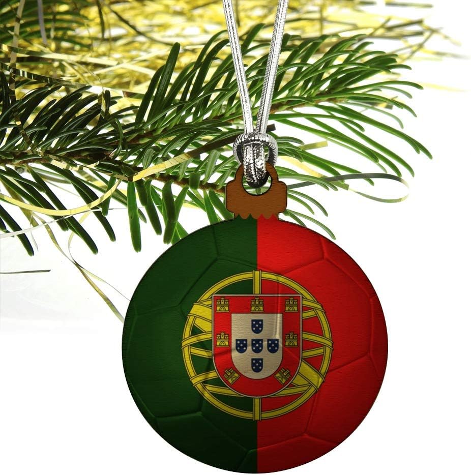 Portugal Flag Soccer Ball Mini Wood Ornament