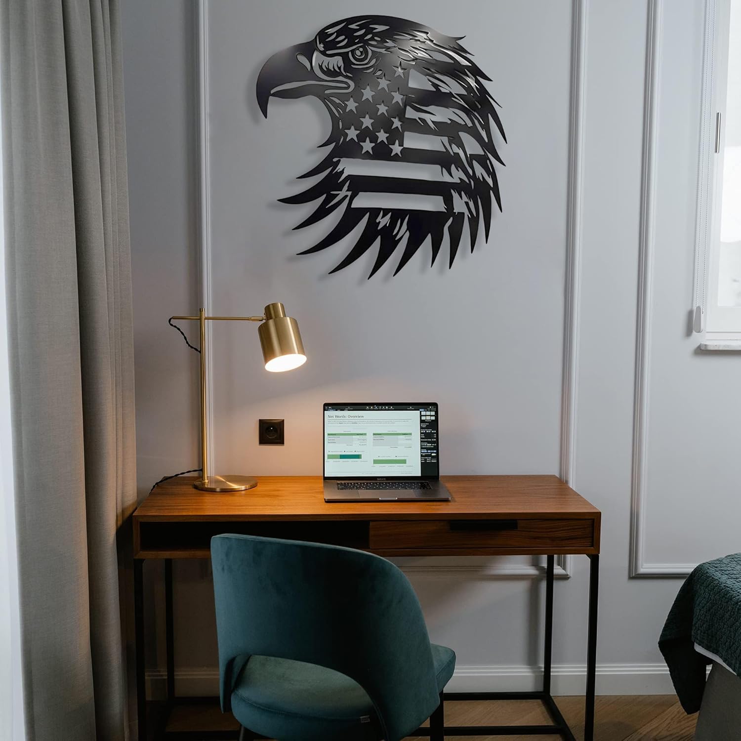 Patriotic Bald Eagle Flag Metal Wall Art 40 Inch