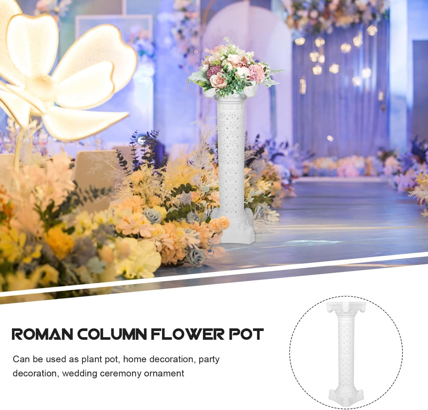 ERINGOGO Tall Display Pedestal - 40 x 12 White Roman Column