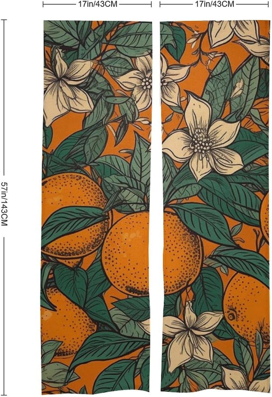 Japanese Noren Orange Pattern Door Curtain 34x57 Inch