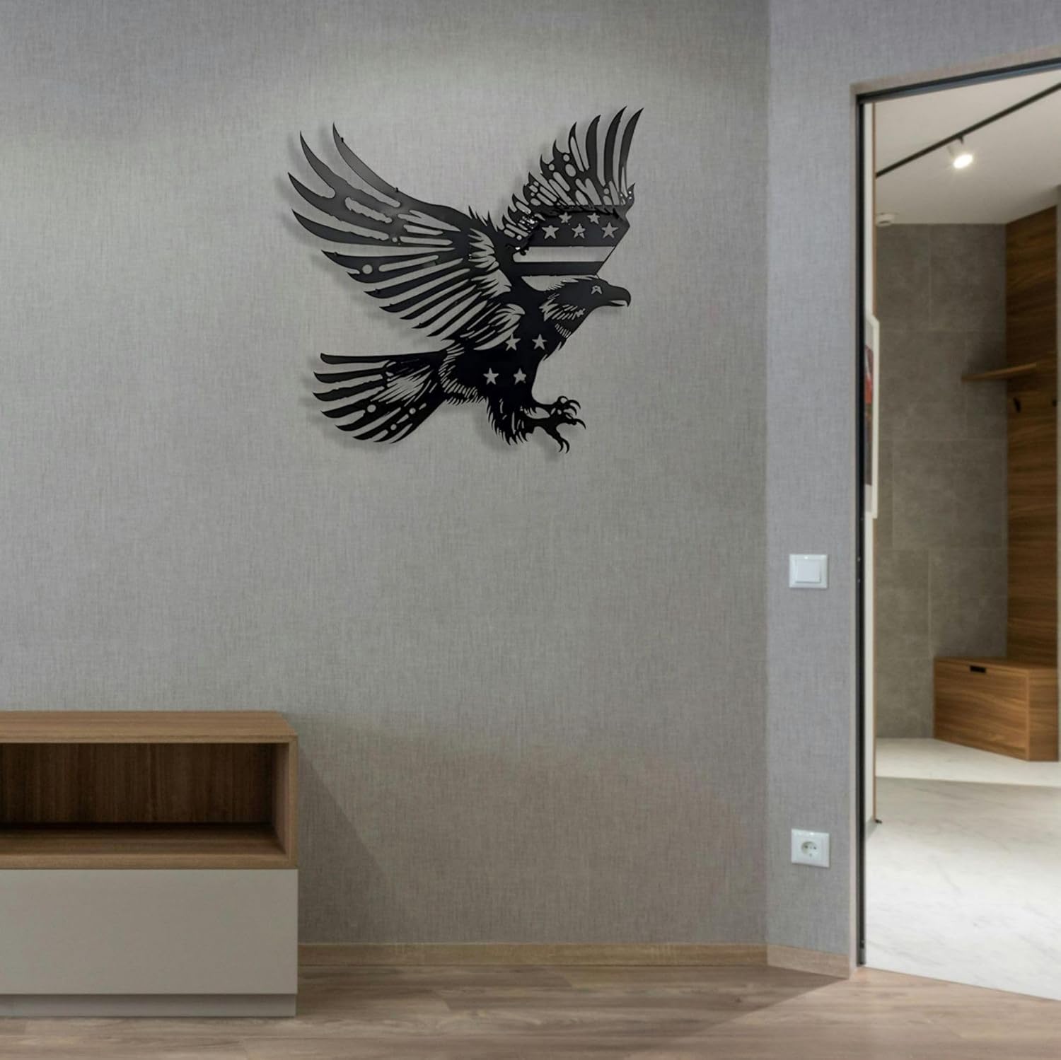 Patriotic Bald Eagle Metal Flag Wall Art 40 Inch