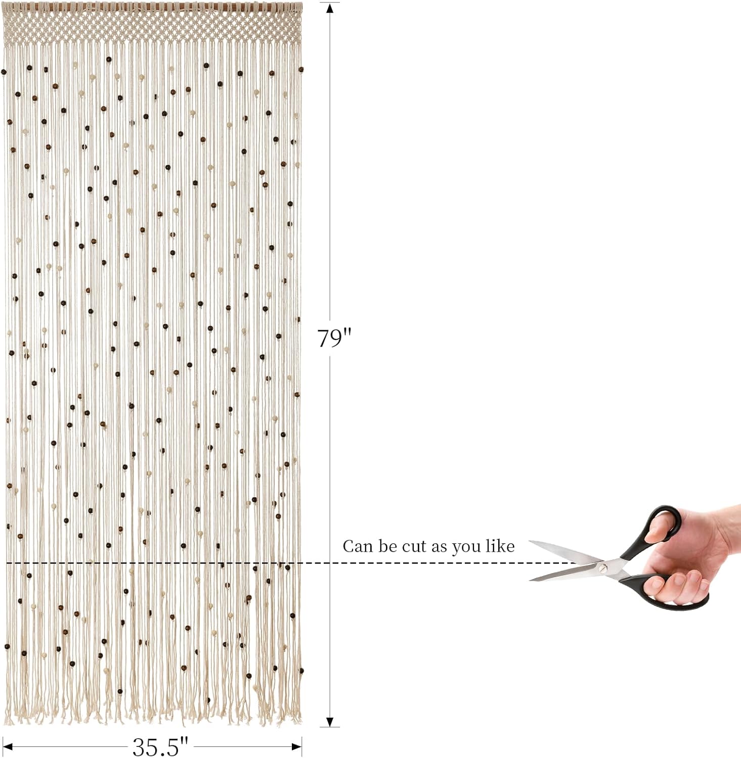BECHAEO Boho Macrame Beaded Curtain Door Divider