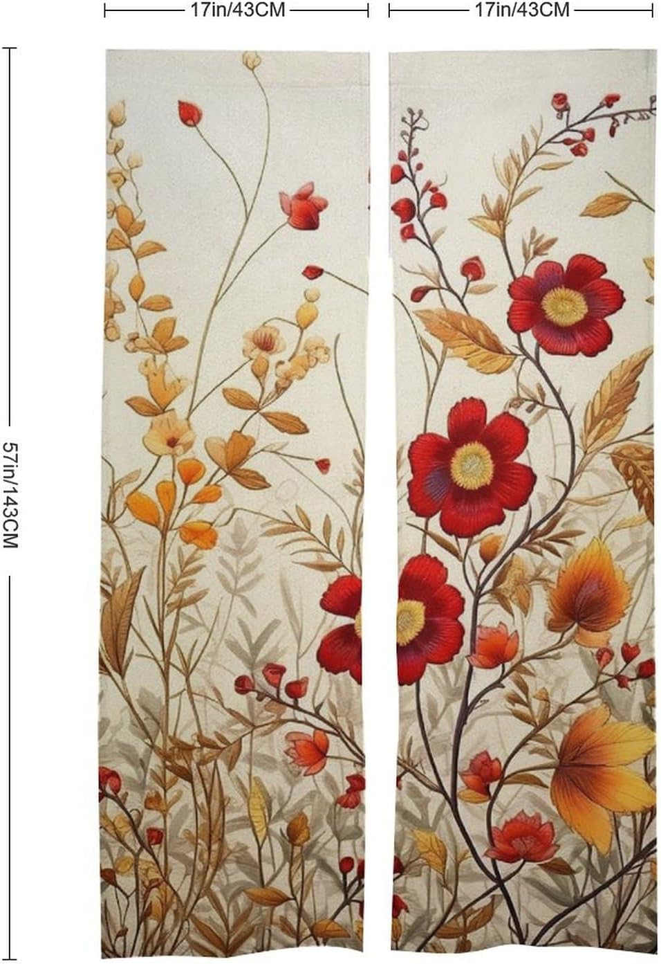 Japanese Noren Flowers Door Curtain 34x57 Inches
