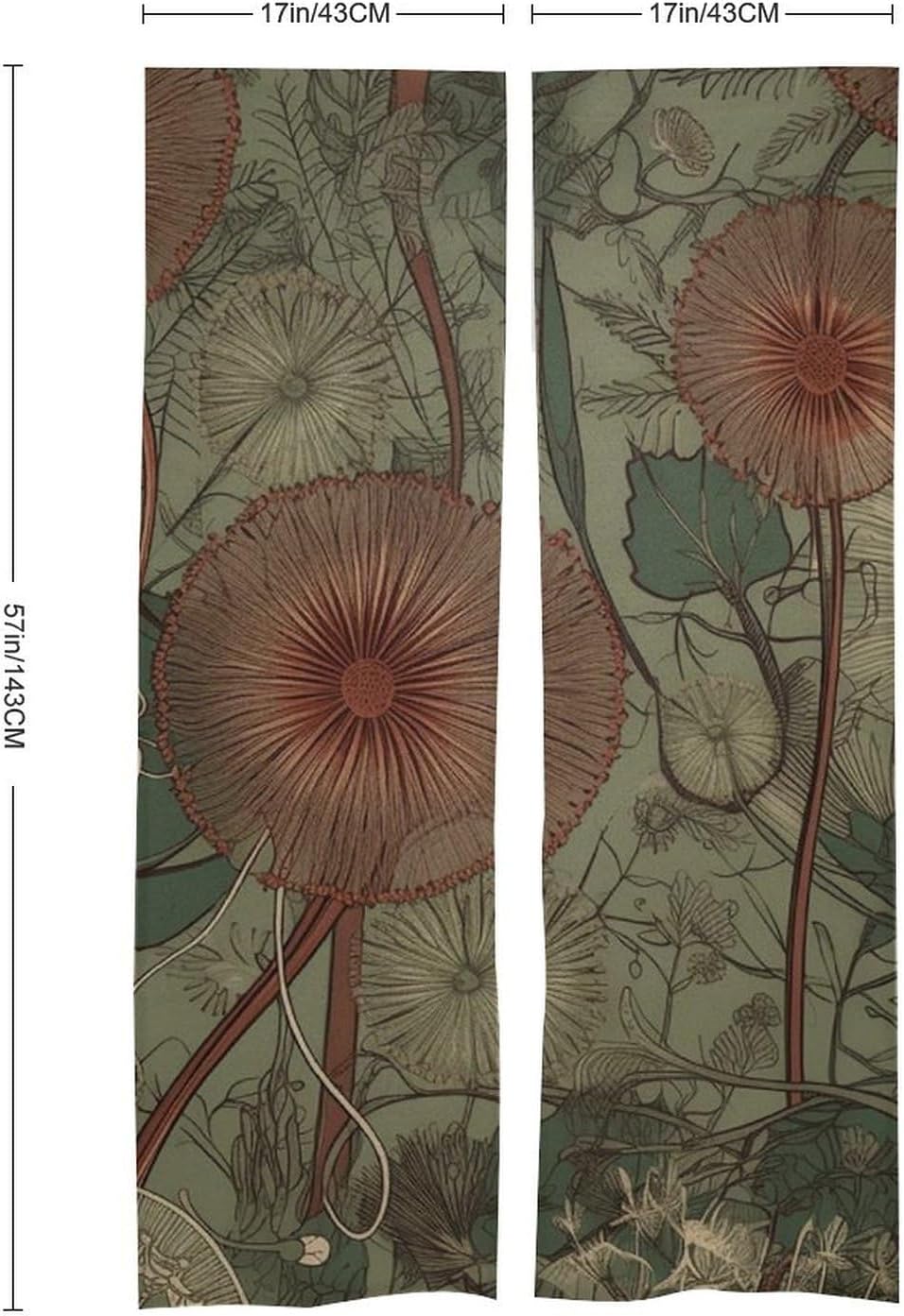 Japanese Noren Door Curtain with Leaves and Dandelions Design