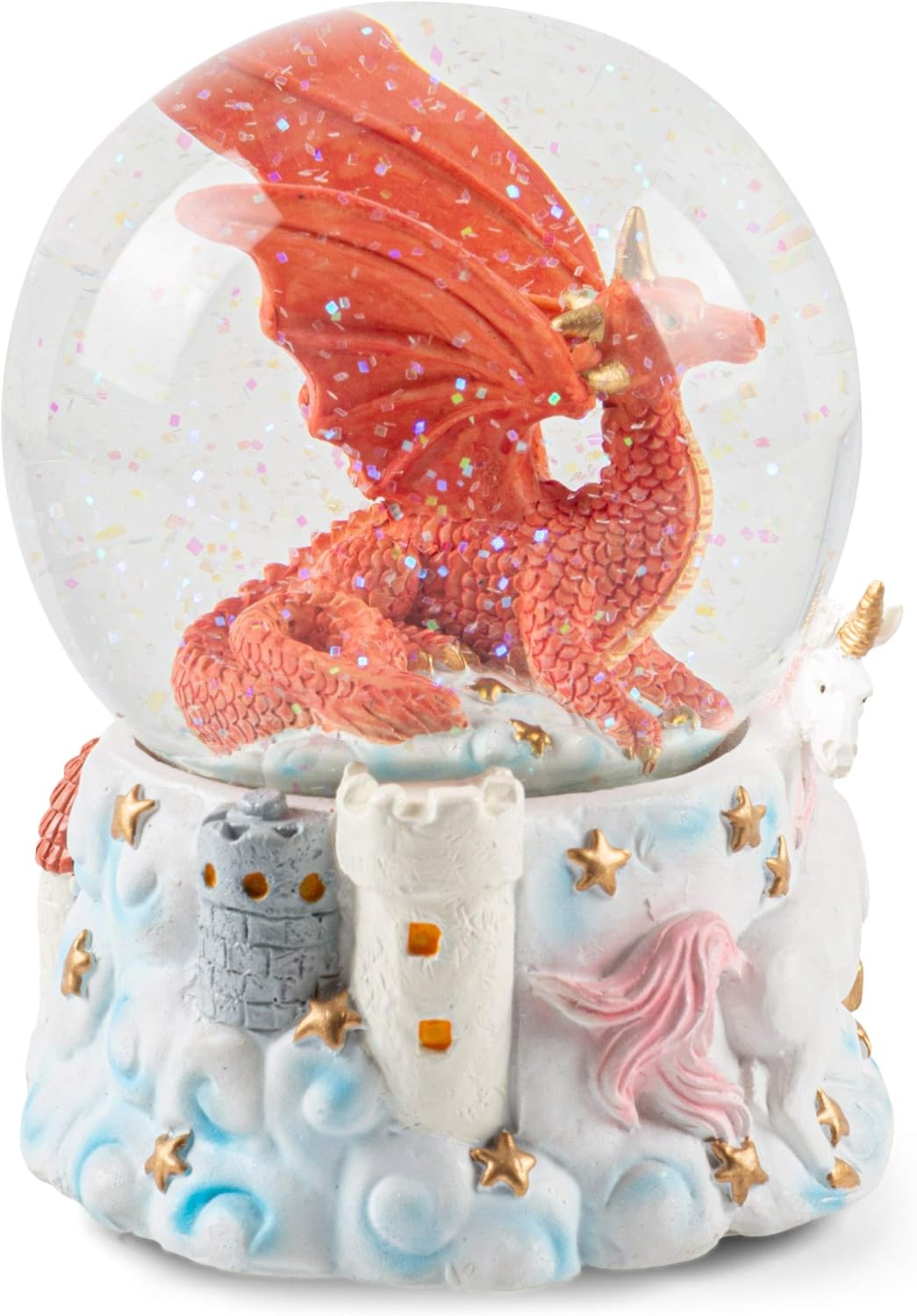 Elanze Designs Red Dragon Unicorn Musical Snow Globe 100MM