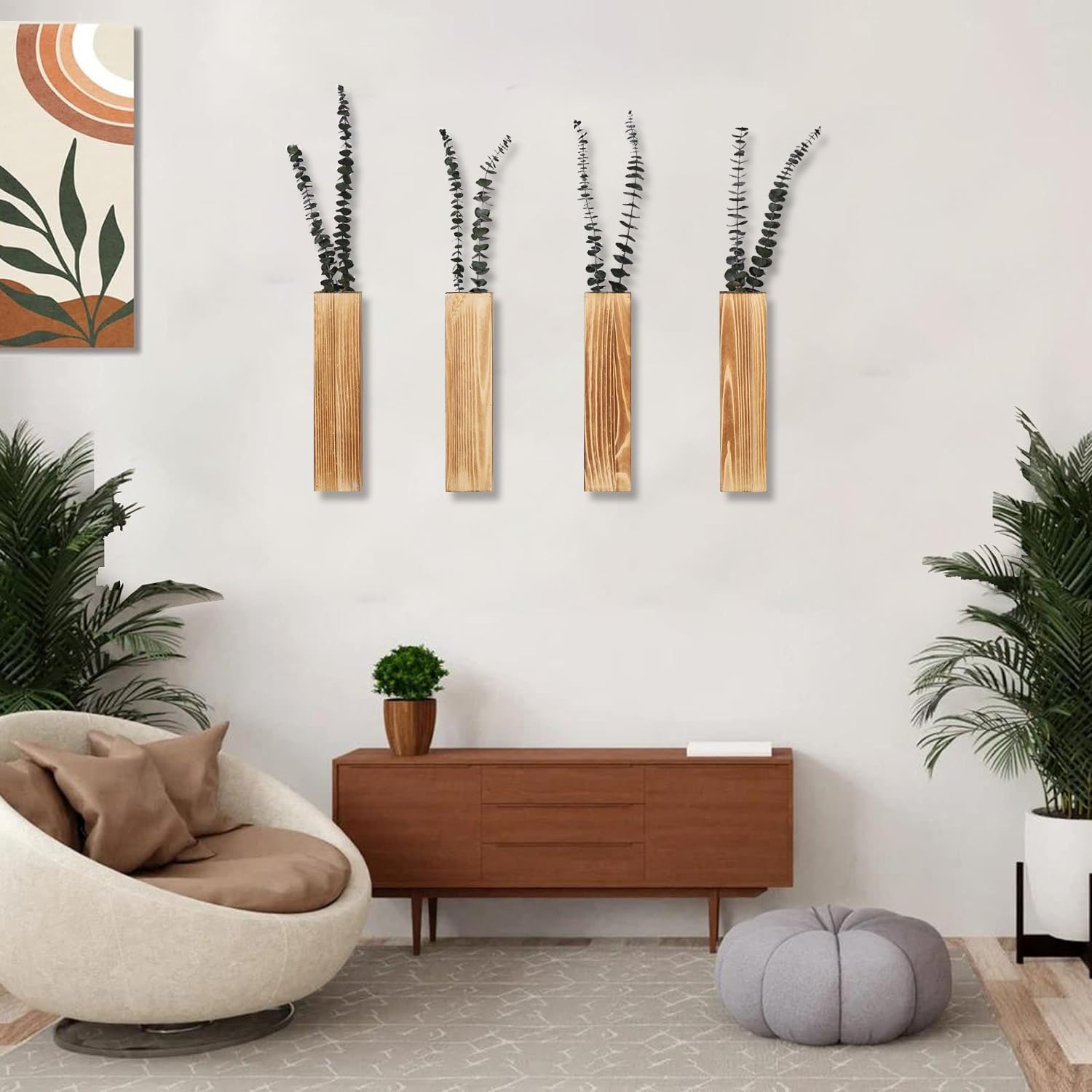 Sawoake Wooden Wall Planter Set of 4 - Modern Decor