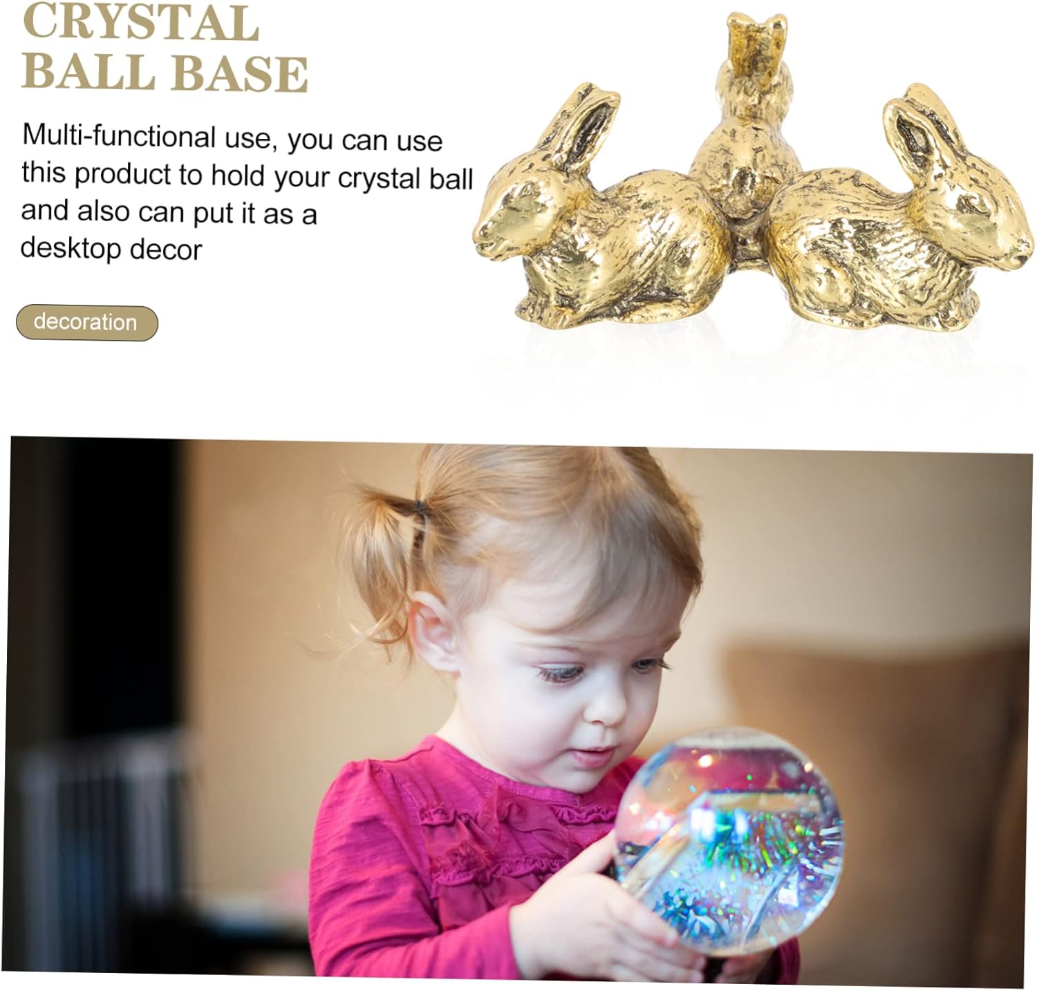 ERINGOGO 50g Rabbit Shaped Crystal Ball Display Base