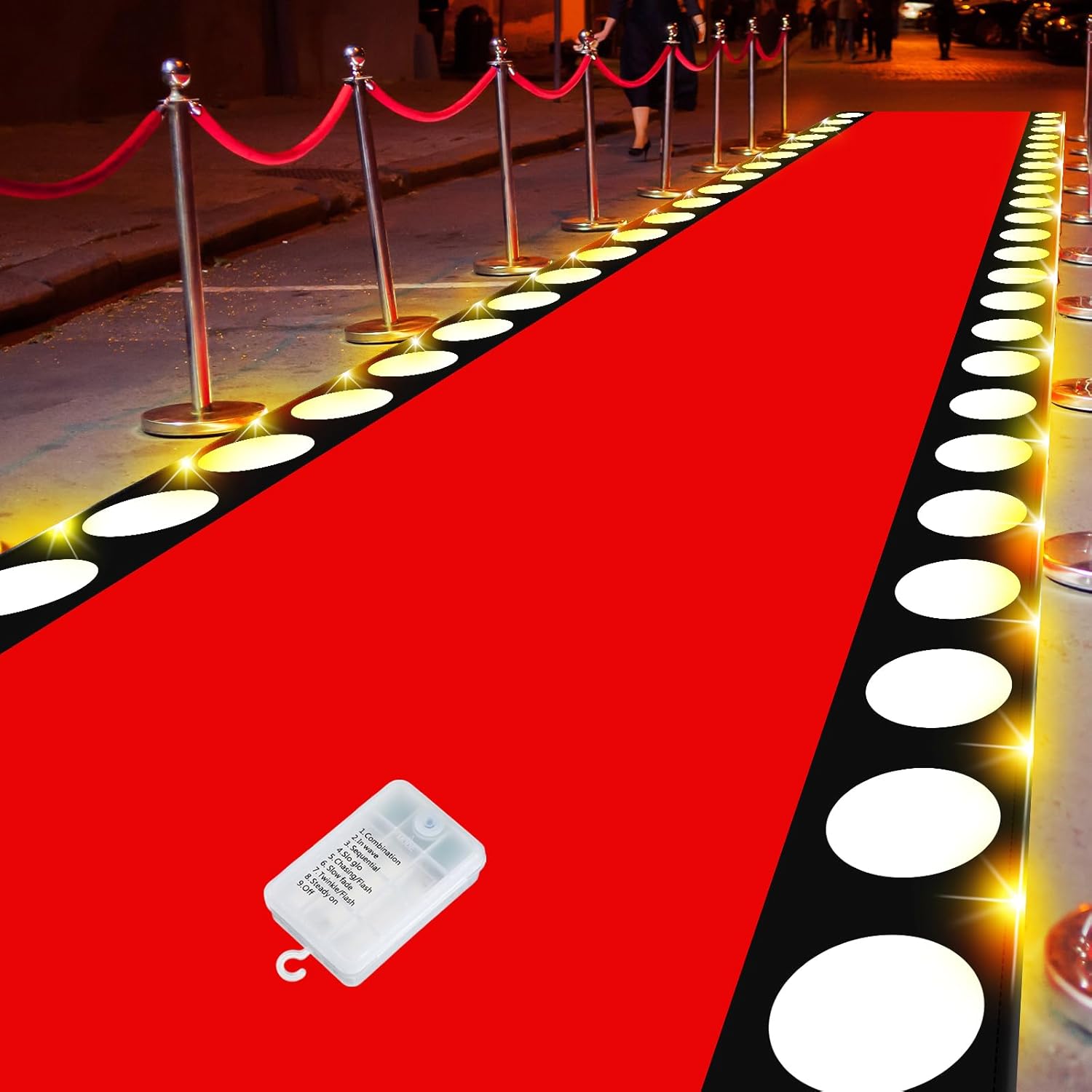 2 x 30 Ft Red Carpet with LED Light for Movie Night