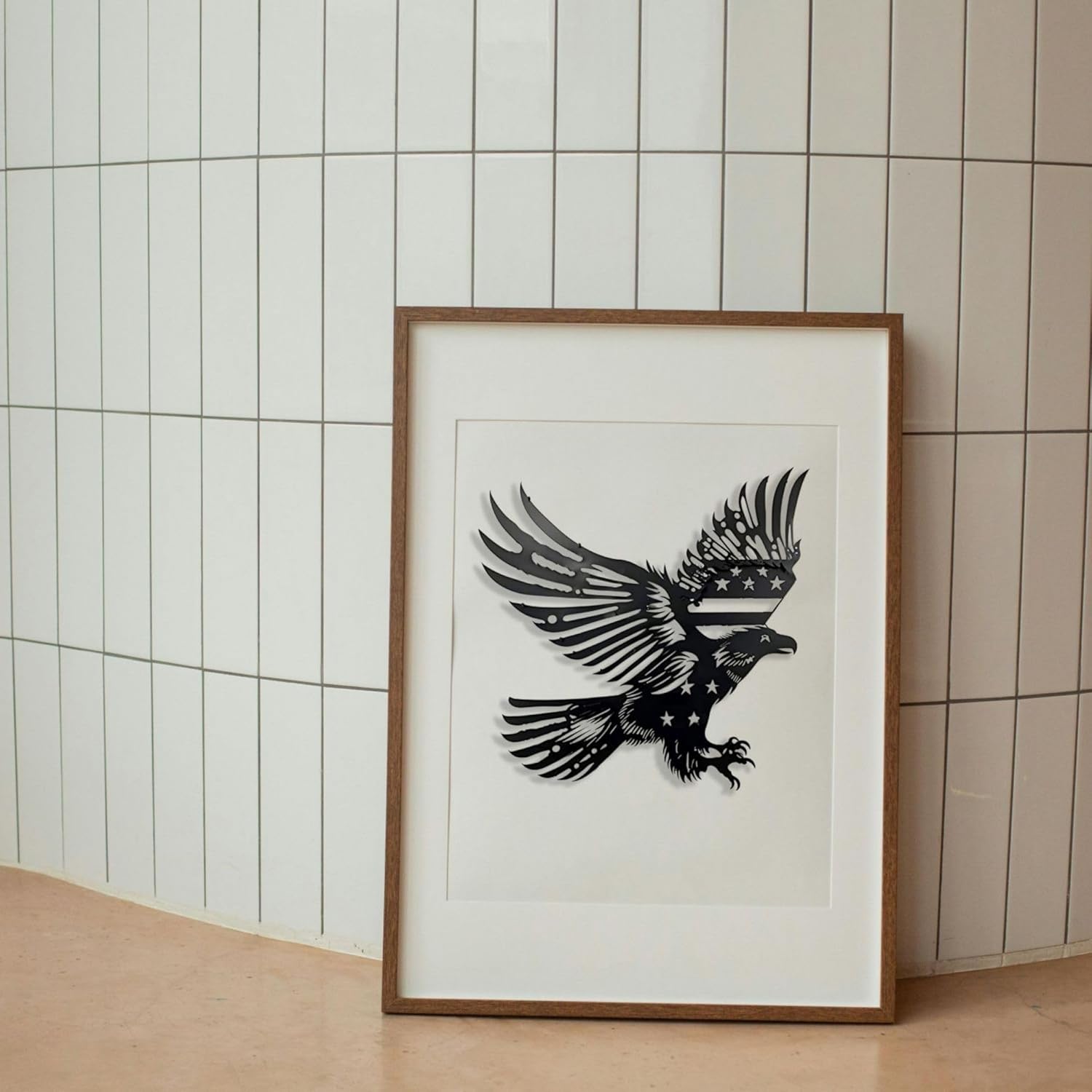 Patriotic Bald Eagle Metal Flag Wall Art 40 Inch