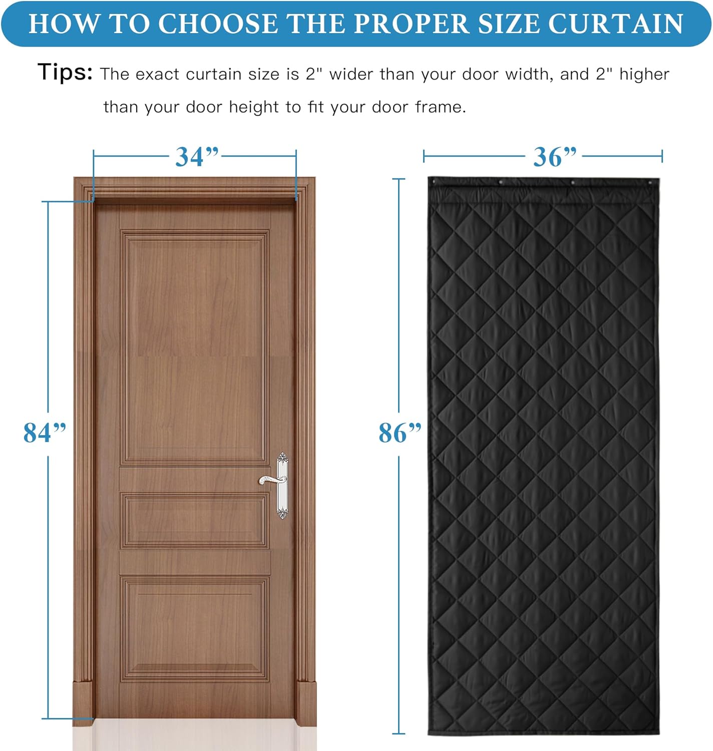 RYB HOME Thermal Insulated Door Curtain Black 1 Pc