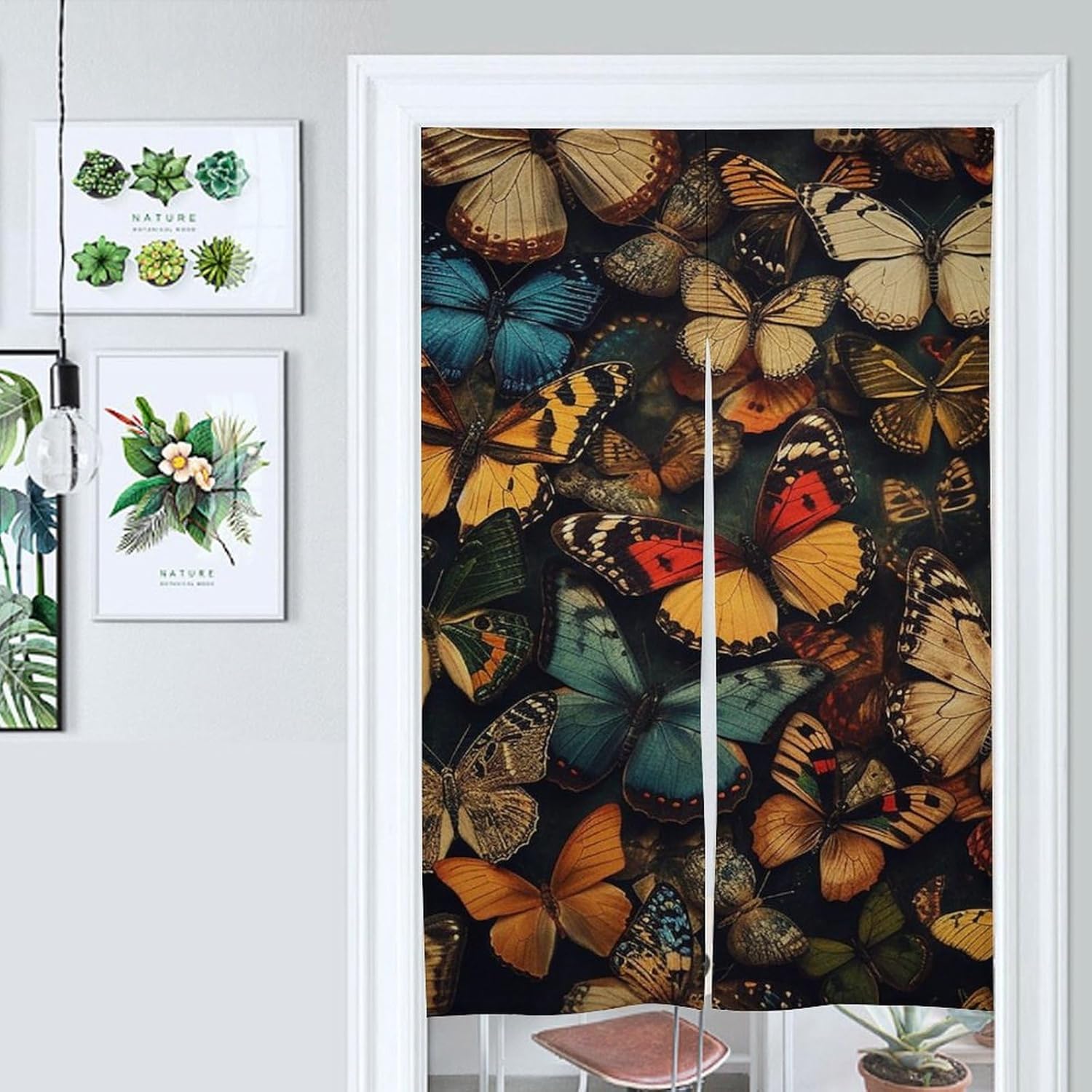 Japanese Noren Curtain Many Butterflies Door Decor