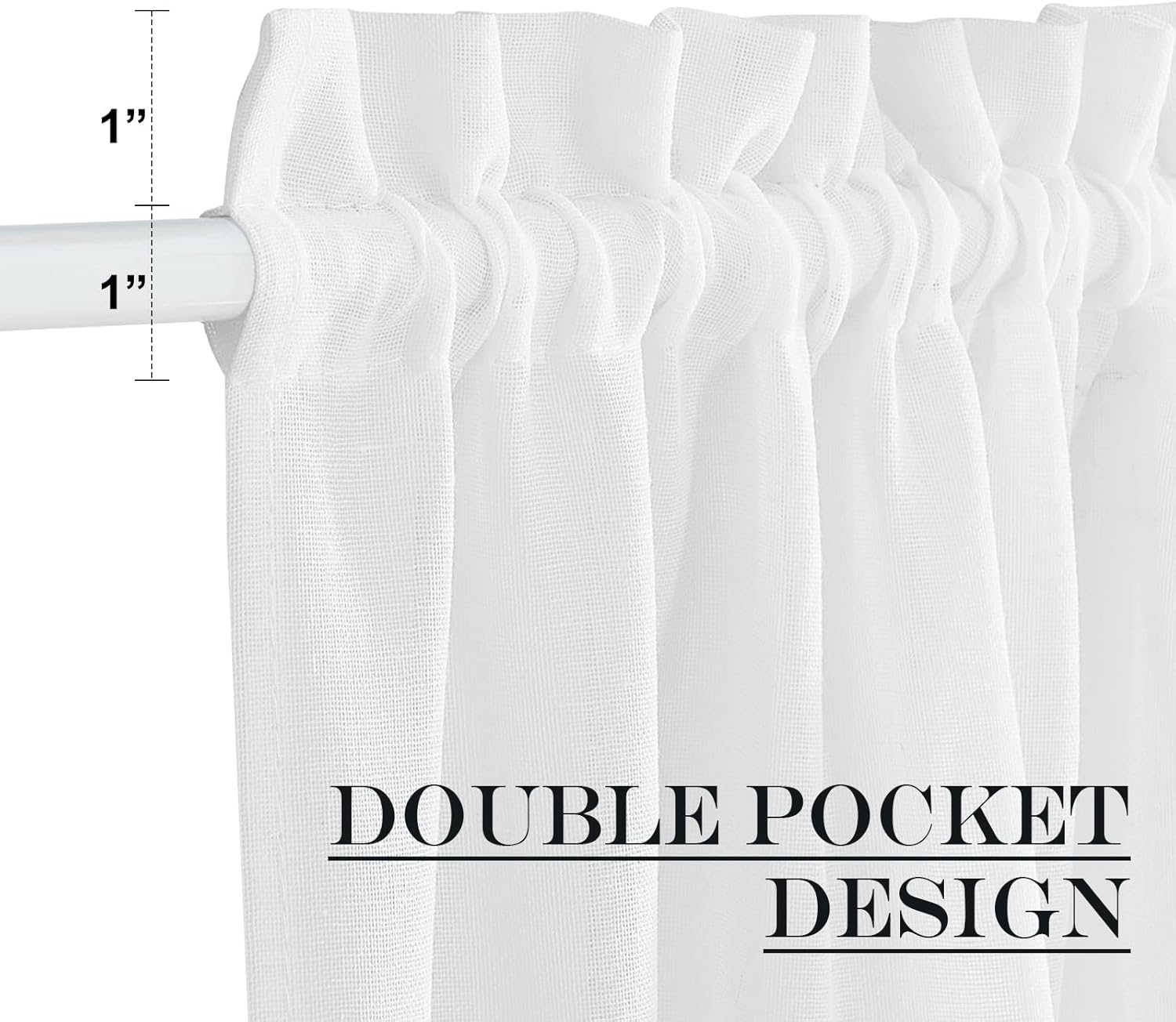 NICETOWN Sheer Curtain for French Door White 26x80