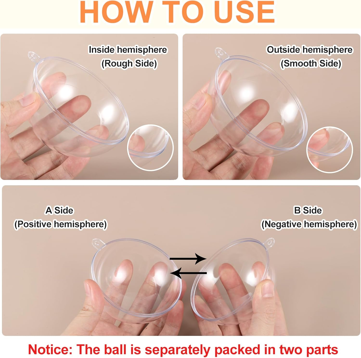 MECCANIXITY 39 Inch Clear Ornament Ball with Wire 6PCS