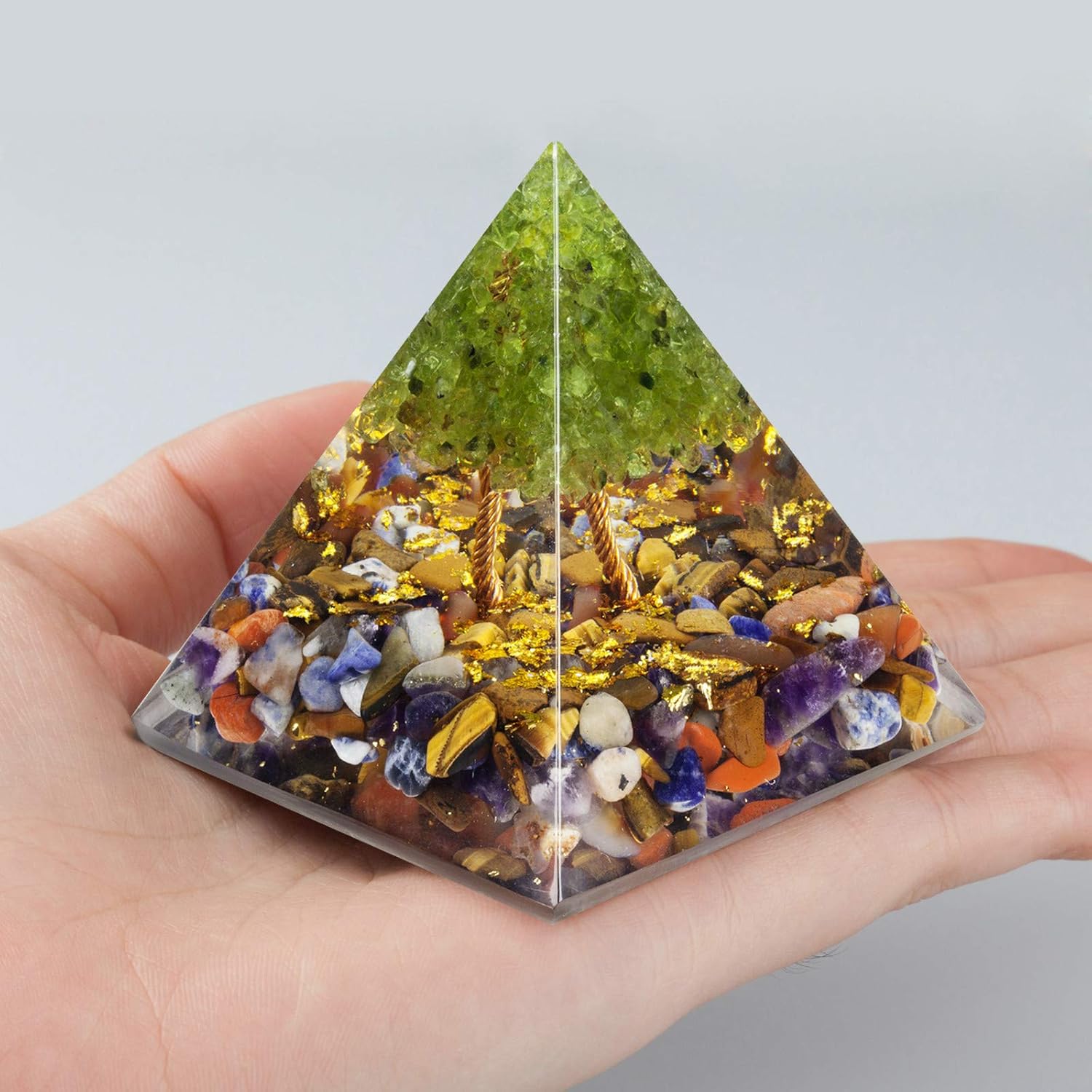 Rockcloud Tree of Life Orgone Pyramid Crystal Energy Generator