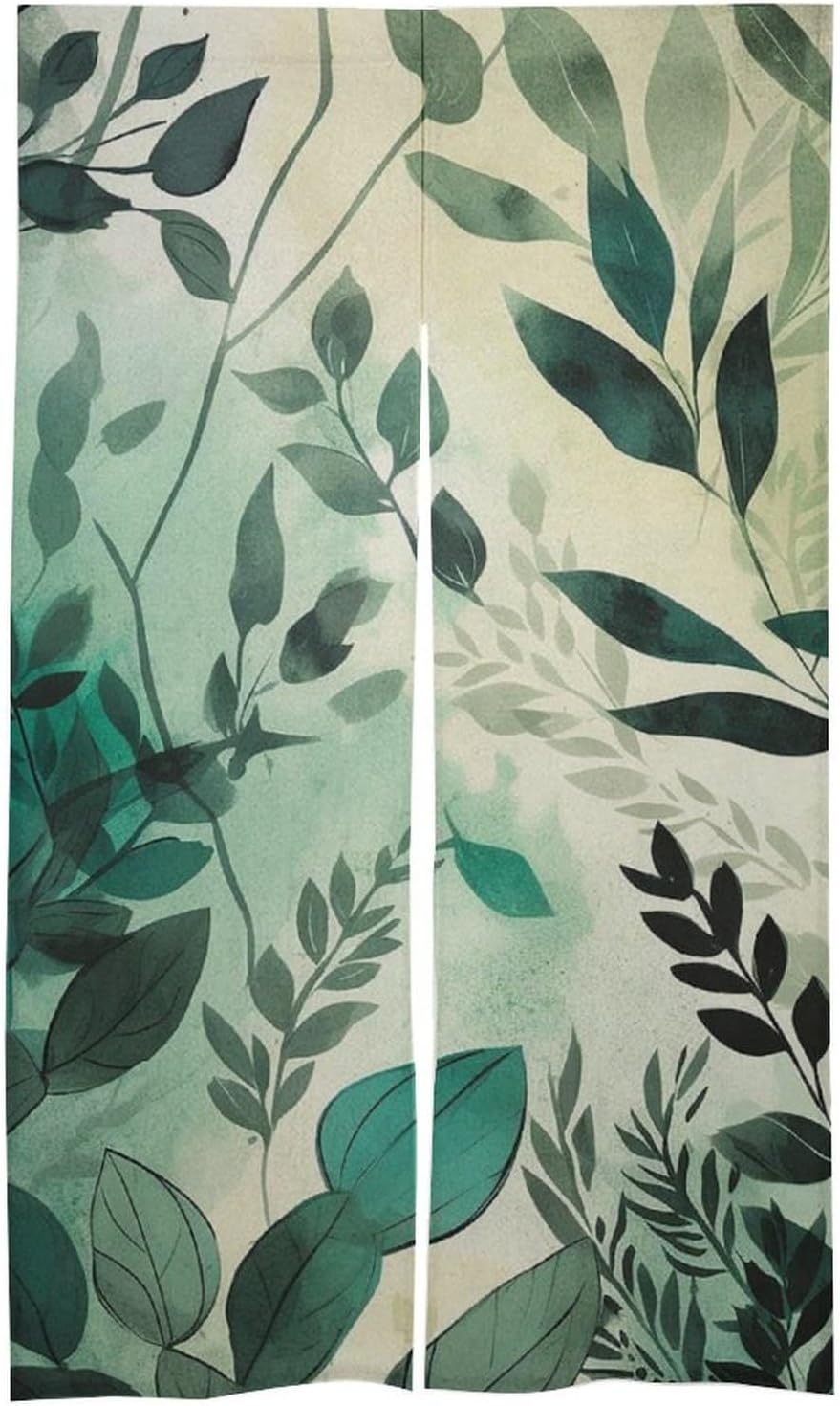 Japanese Noren Door Curtain with Grass Leaves Print