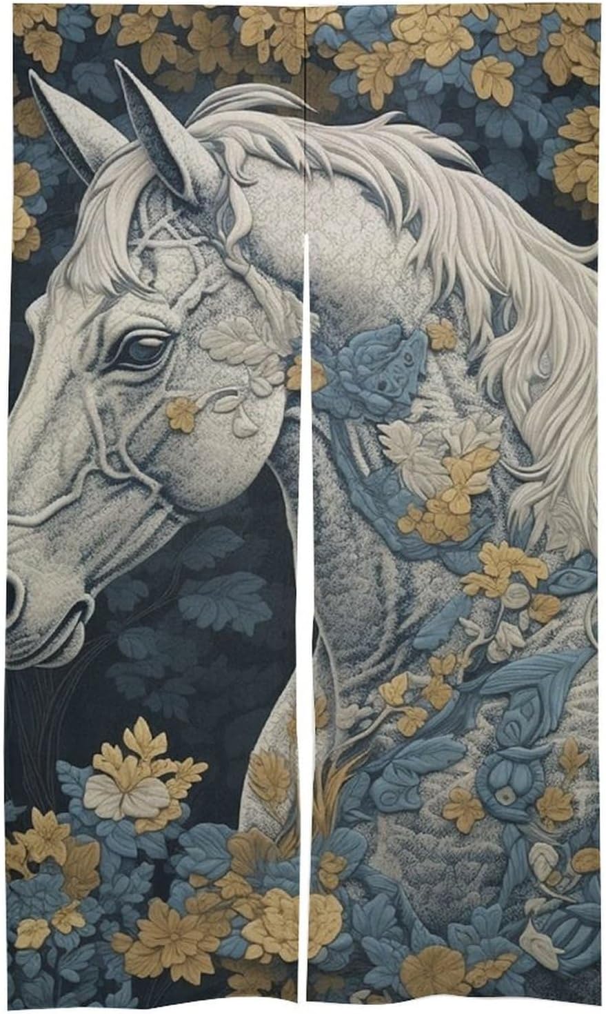 Yellow Horse Noren Door Curtain 34x57 Inches