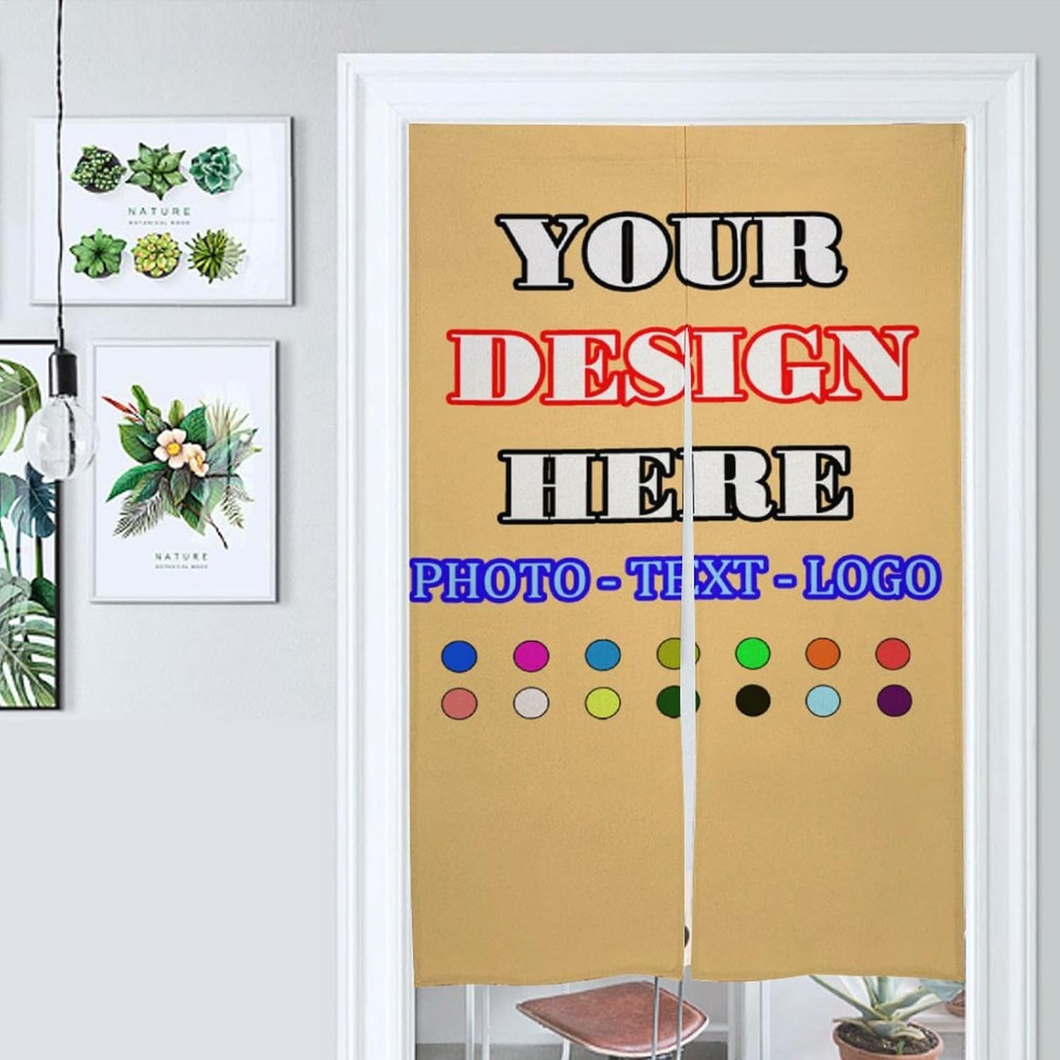 Custom Japanese Noren Door Curtain with Photo Text Logo