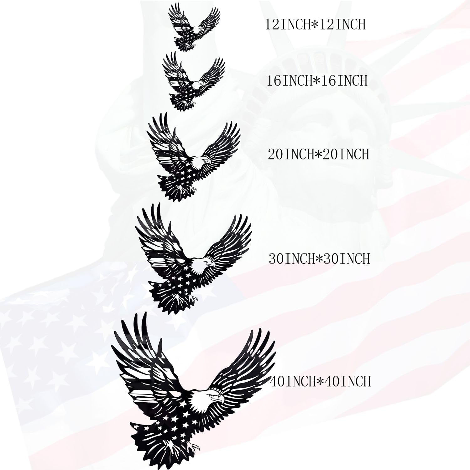 Patriotic Bald Eagle Flag Metal Wall Art 30 Inch
