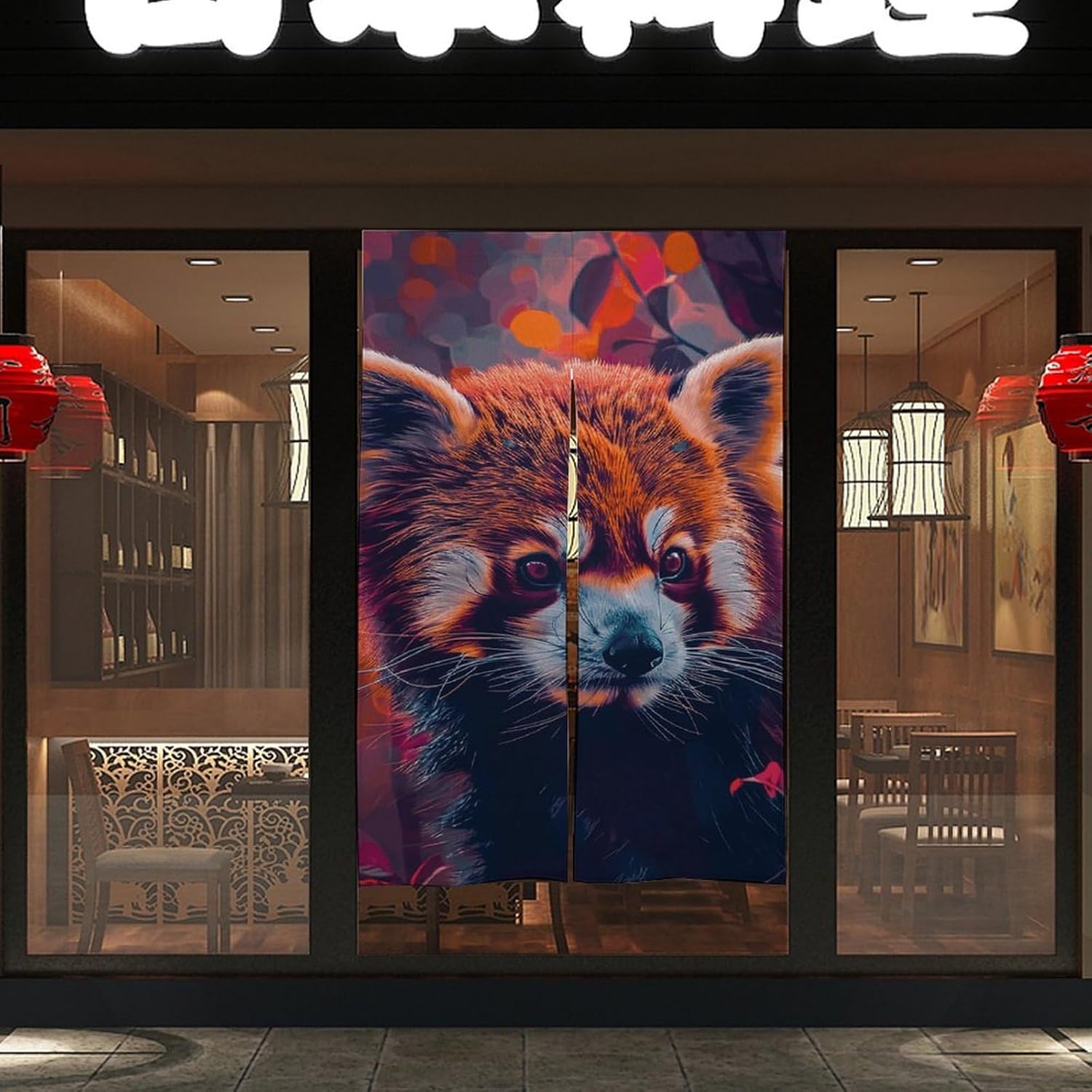 Japanese Noren Red Animal Door Curtain 34x57