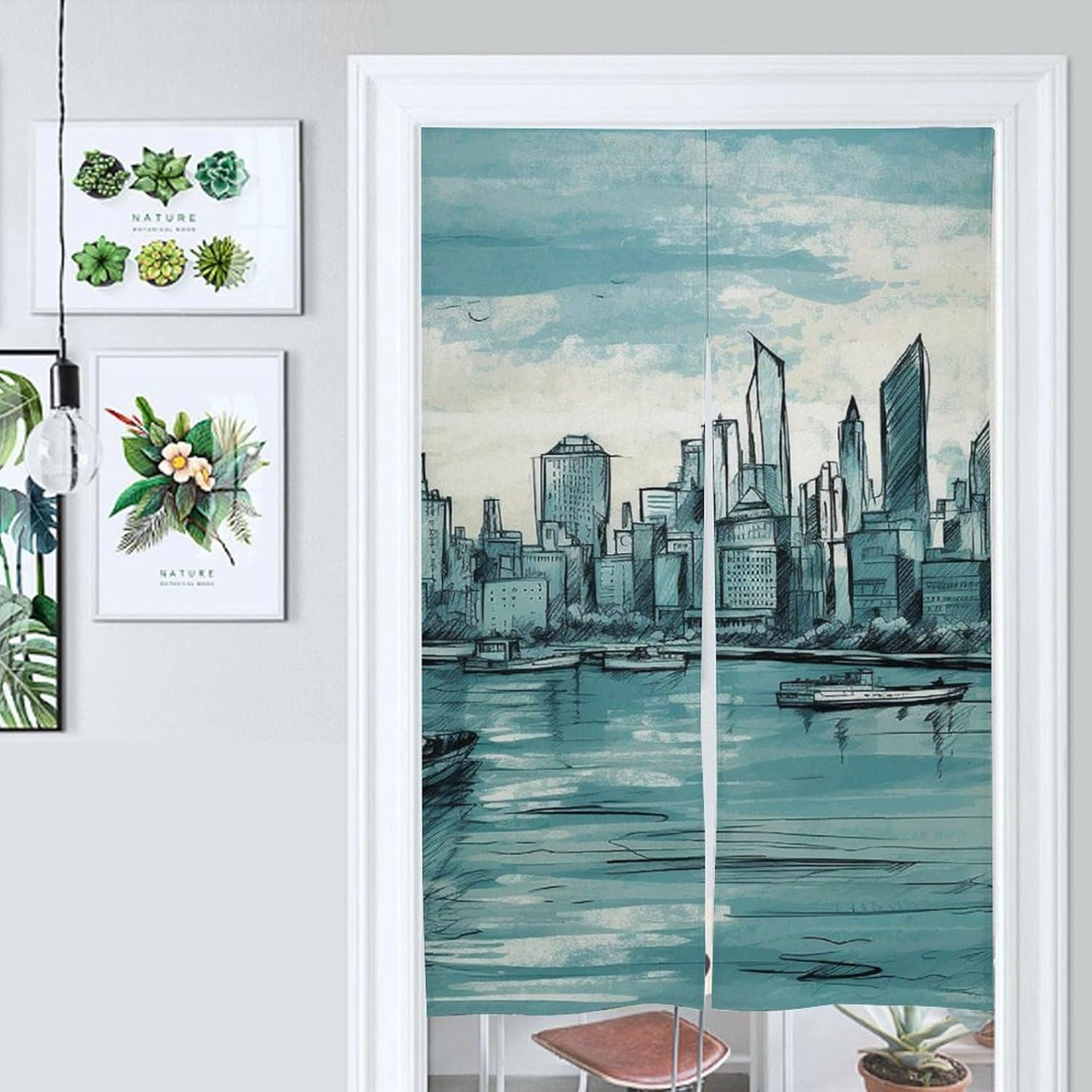 Japanese Noren Landscape Sketch Door Curtain 34x57