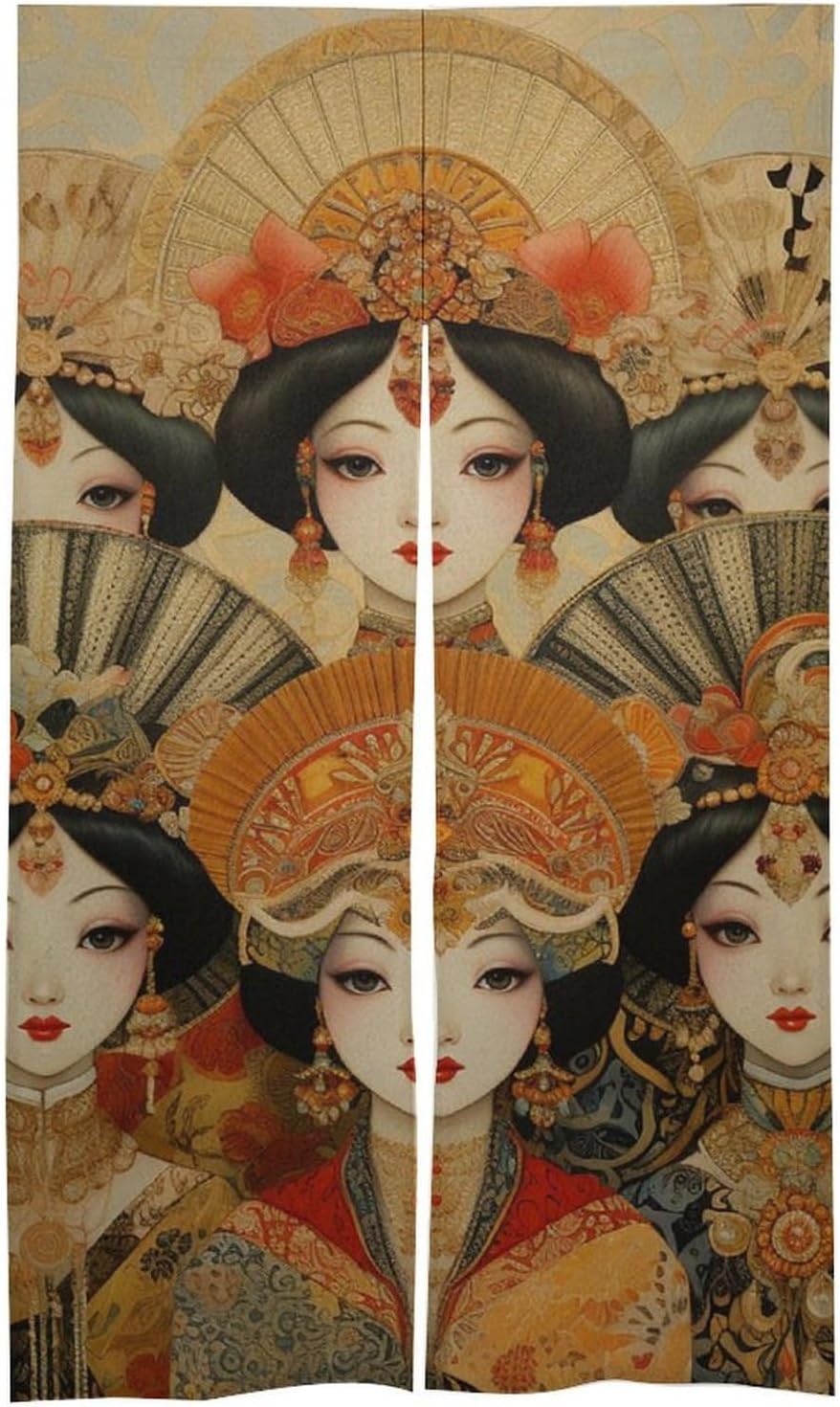 Japanese Noren Lady Door Curtain in Traditional Clothing