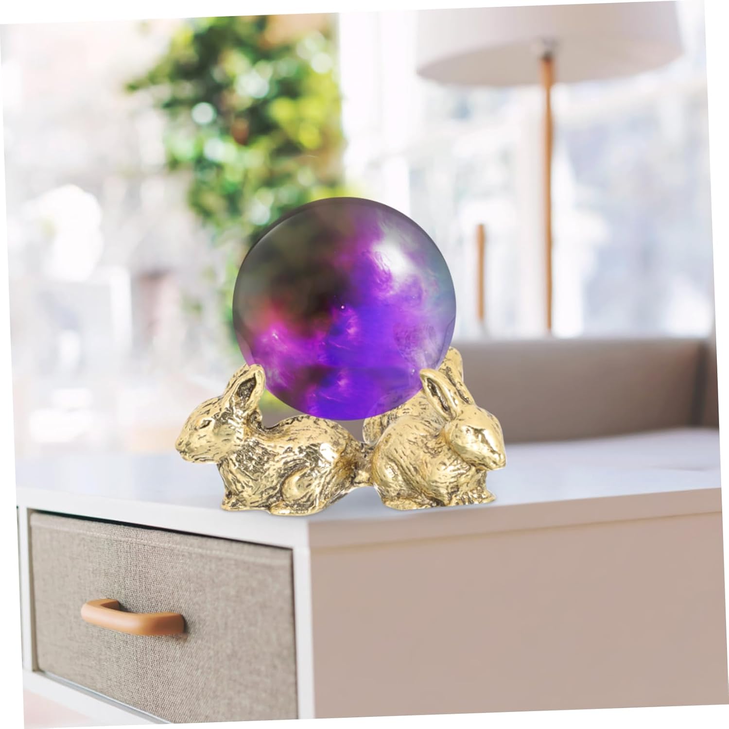 ERINGOGO 50g Rabbit Shaped Crystal Ball Display Base