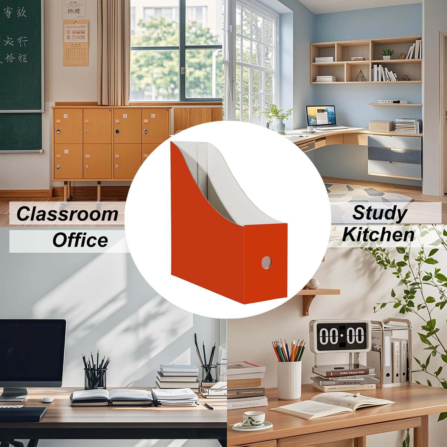 2 Pack Cardboard Magazine Storage Boxes for Desk and Shelves