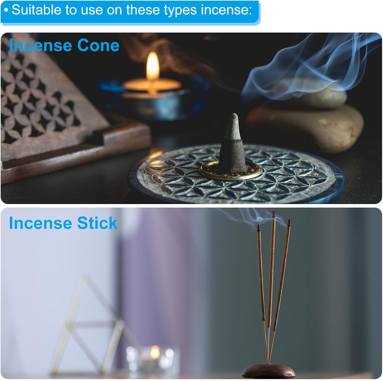 PATIKIL Brass Incense Holder 2 Pack with 9 Holes
