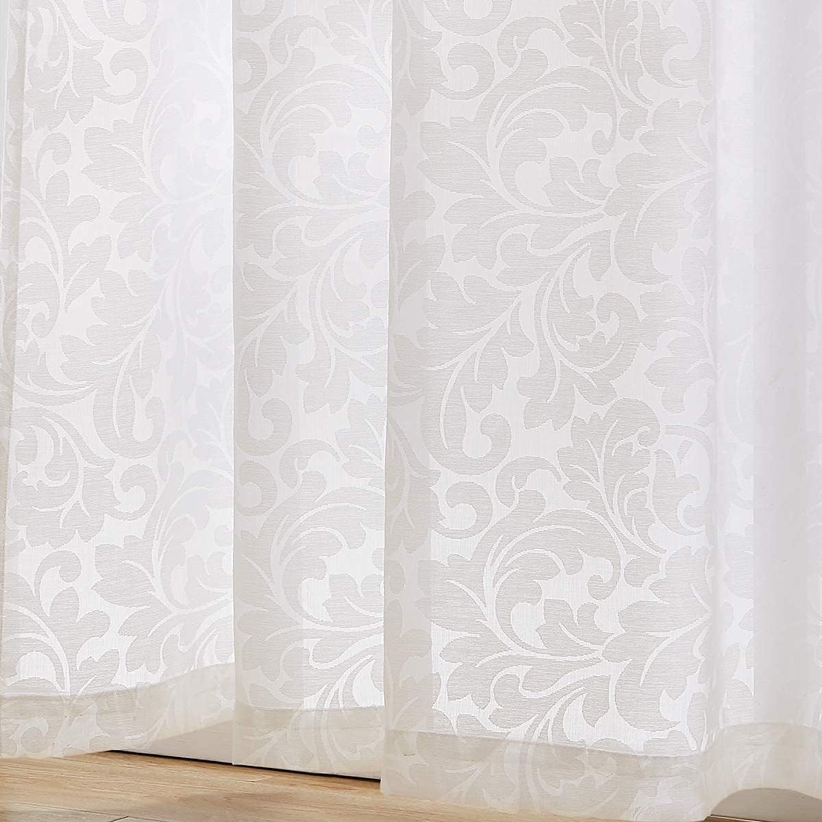 Treatmentex White Sheer Curtain Panels Set 54x84x2