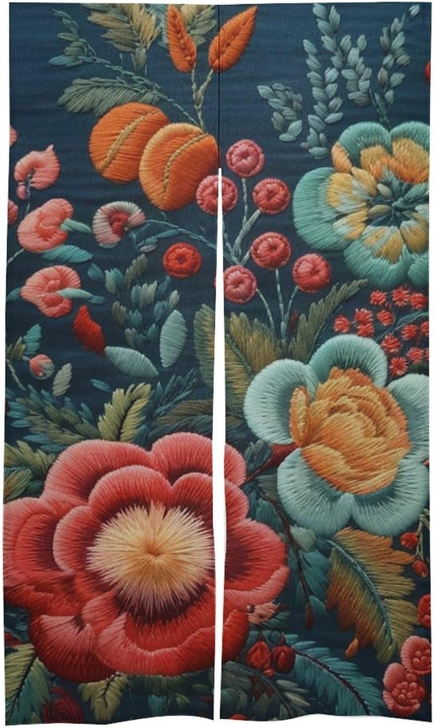 Japanese Noren Flowers Berries Door Curtain 34x57 Partition