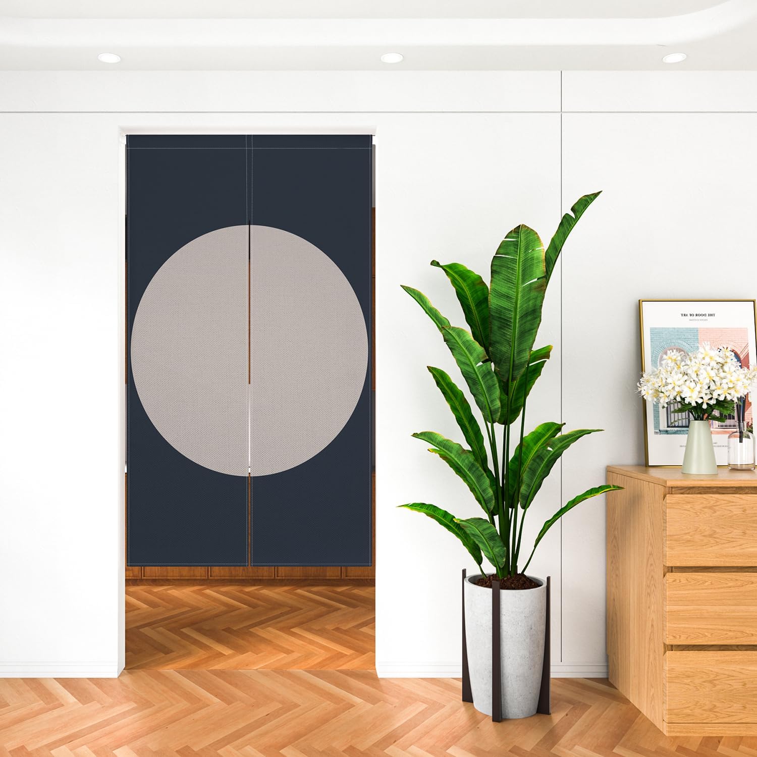 Leowefowa Double Sided Door Curtain with Round Pattern