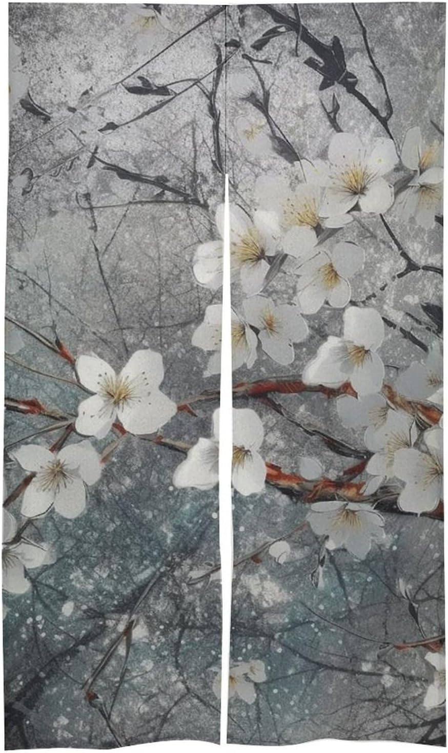 Japanese Noren Delicate Leaves Printed Door Curtain