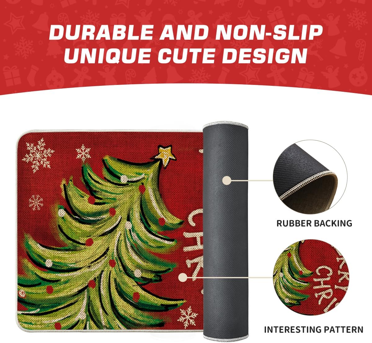 Artoid Mode Xmas Tree Doormat for Indoor Outdoor
