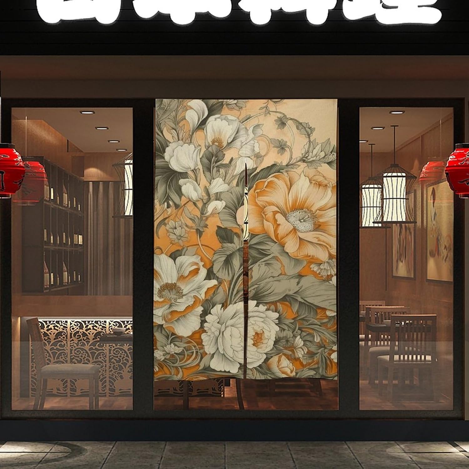 Japanese Noren Door Curtain Many Flowers Bloomed Print 34x57