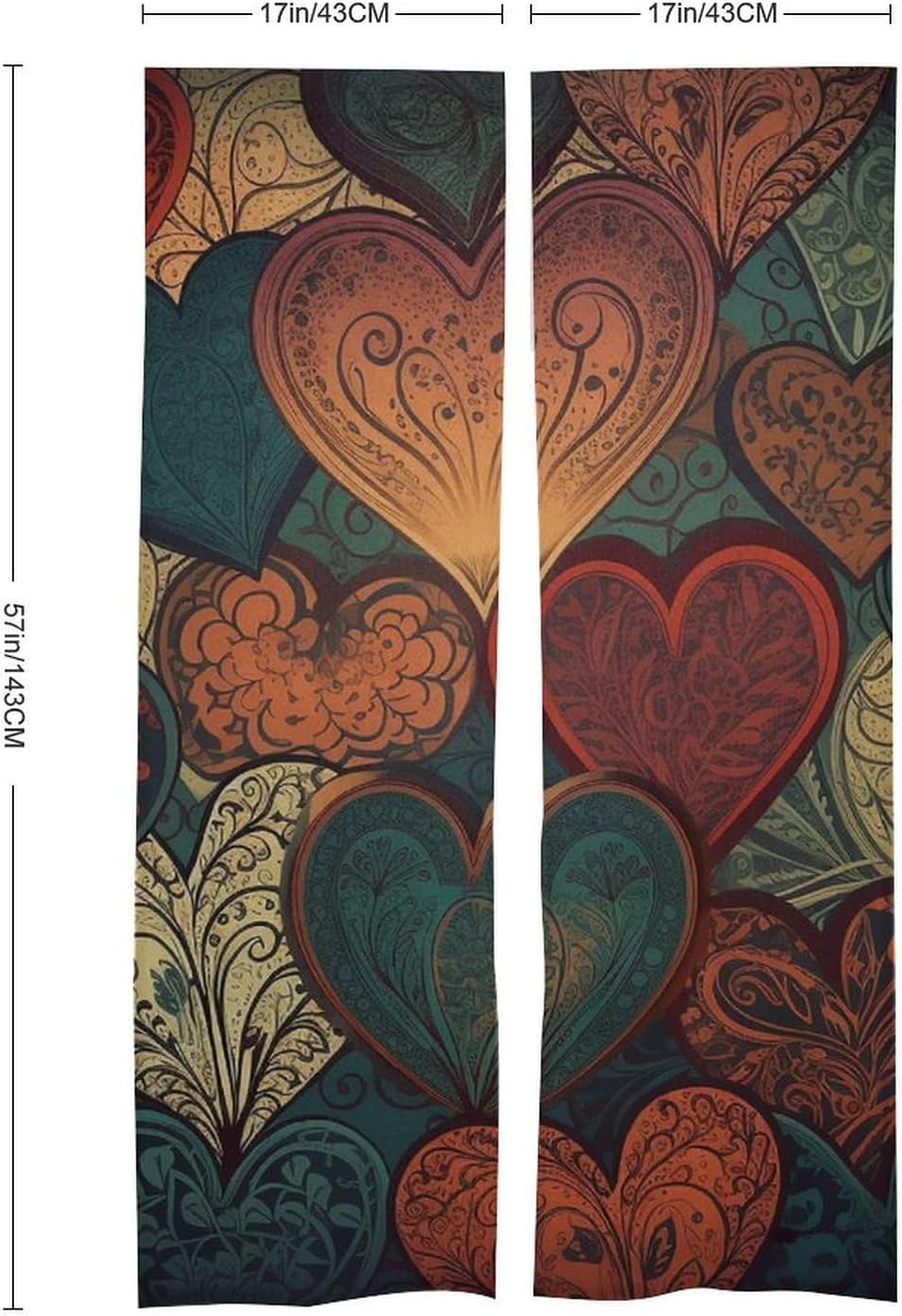 Japanese Noren Heart Pattern Door Curtain 34x57 Inches