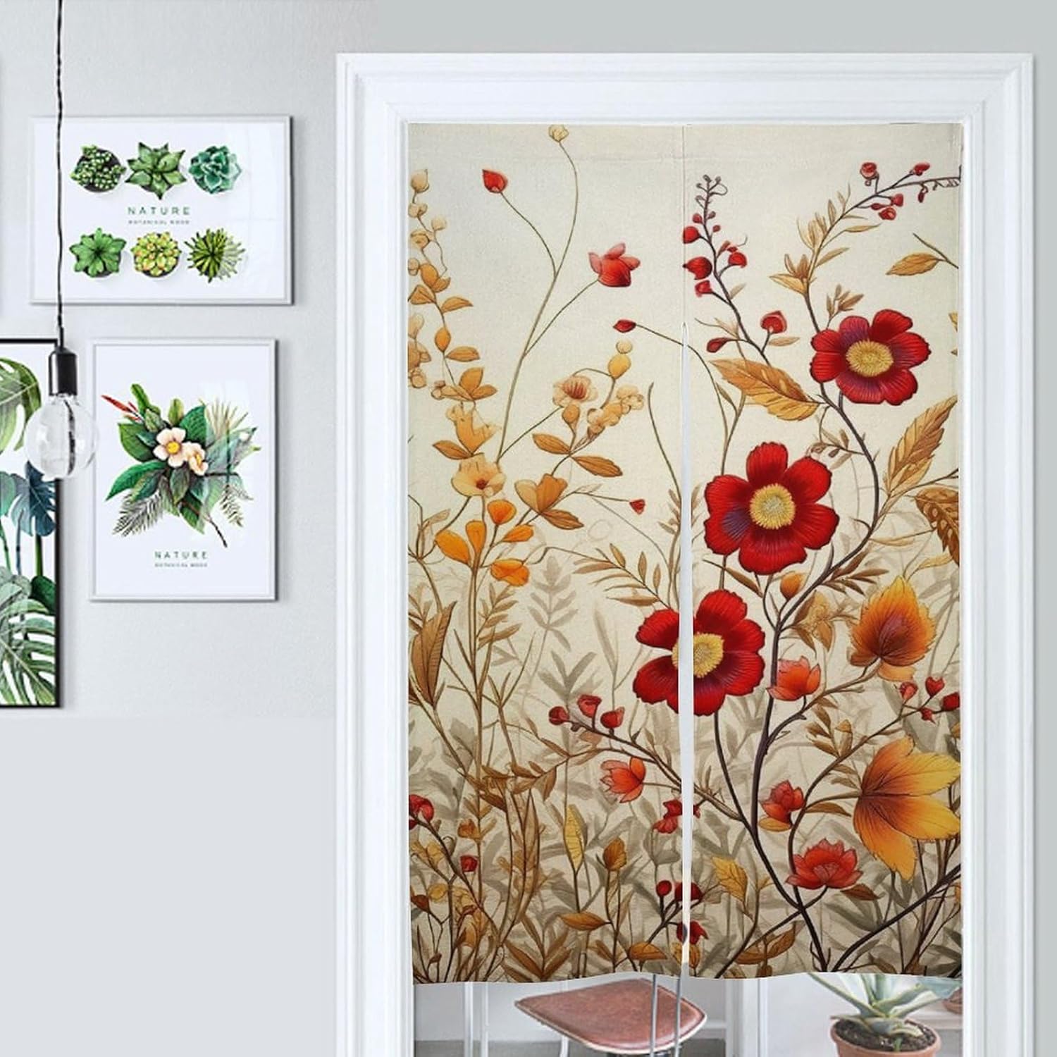 Japanese Noren Flowers Door Curtain 34x57 Inches